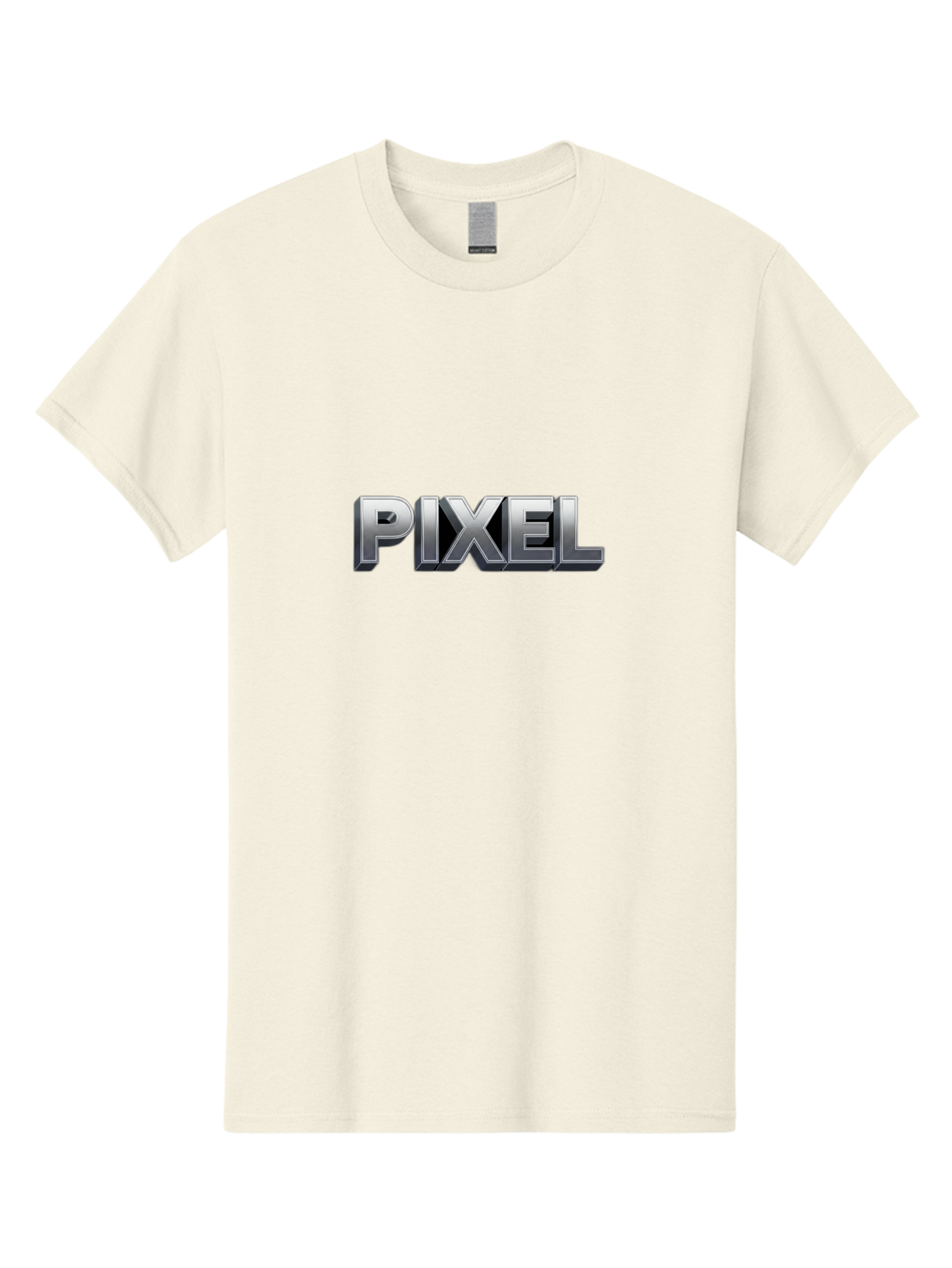 Pixel Men'S Graphic Tee, 100% Cotton, Comfortable Casual Summer Wear, Machine Washable, Pixel Art, Digital Graphics, Metallic Text, Chrome Effect, 3D Typography, Video Game Style, Graphic Design Element Bab201