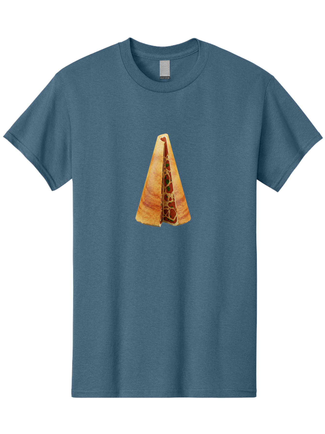 Pizza-Dosa Men'S Graphic Tee, 100% Cotton, Comfortable Casual Summer Wear, Machine Washable, Pizza Cone, Folded Pizza, Savory Snack, Melted Cheese, Tomato Sauce, Crispy Crust, Food Art, Culinary Creativity Bab204