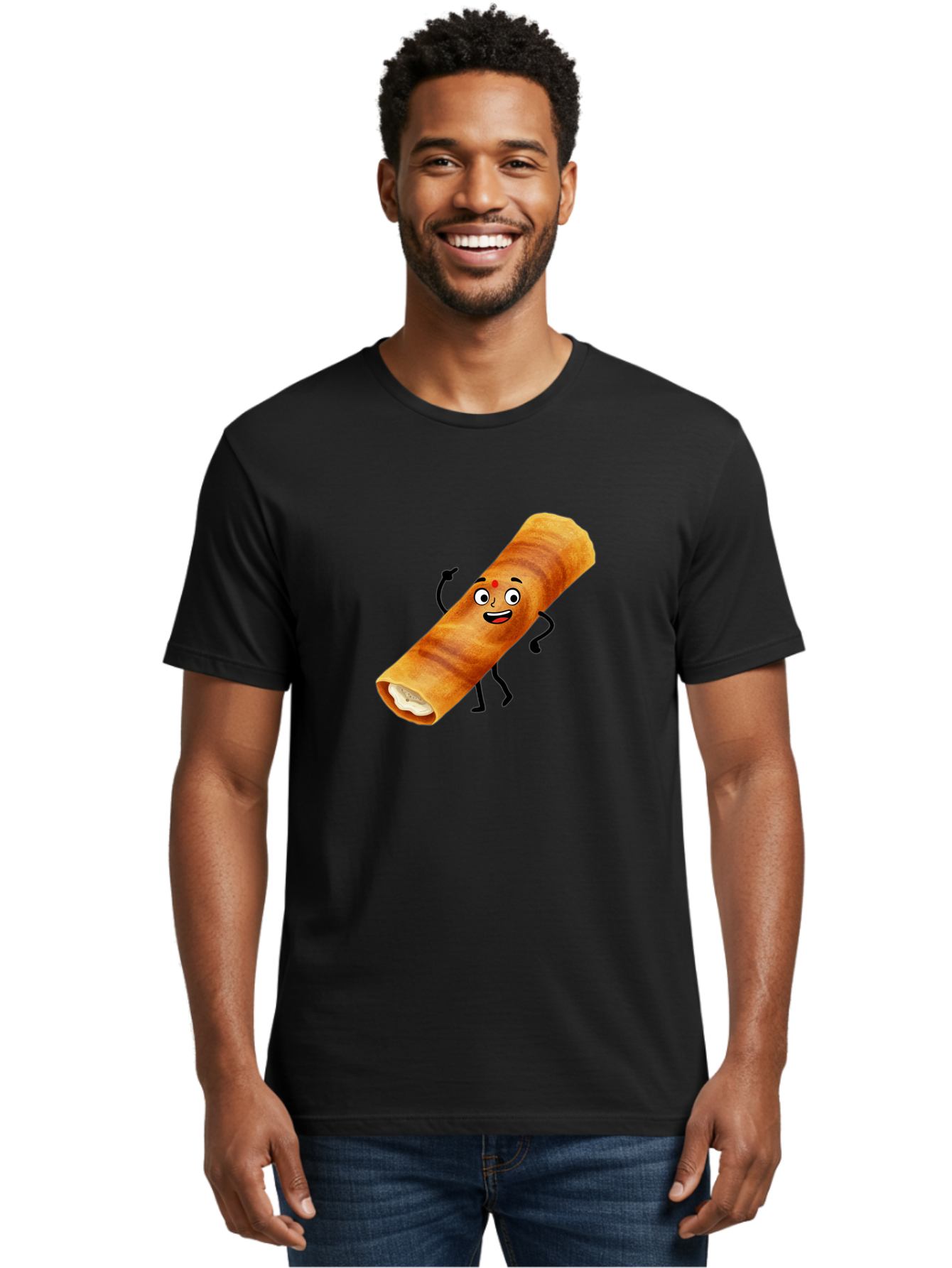 Plain-Dosa Men'S Graphic Tee, 100% Cotton, Comfortable Casual Summer Wear, Machine Washable, Cartoon Paan Masala, Indian Street Food, Delicious Treats, Crunchy Texture, Happy Face, Bindi, Mouth-Watering, Tasty Snack, Paan Delight Bab206
