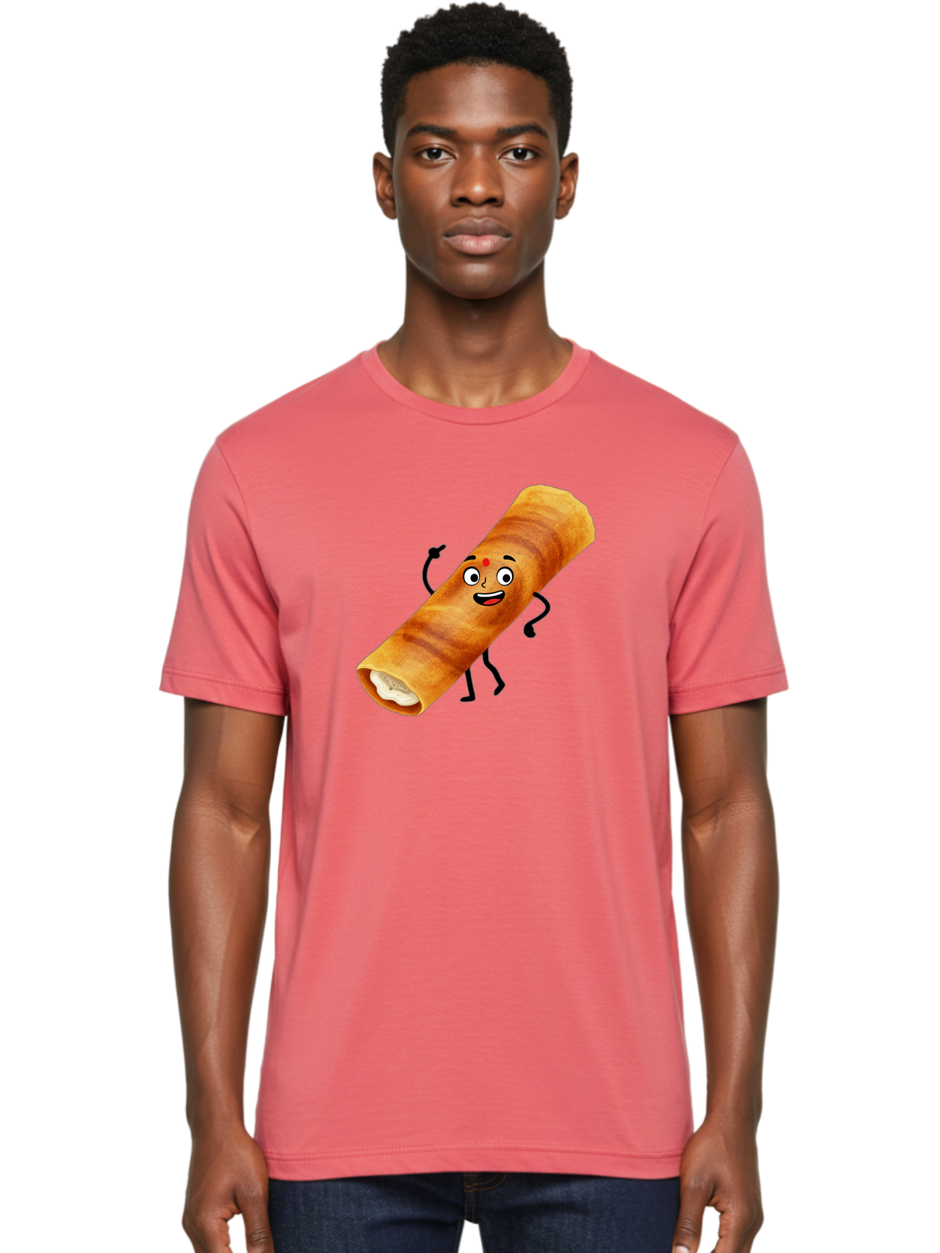 Plain-Dosa Men'S Graphic Tee, 100% Cotton, Comfortable Casual Summer Wear, Machine Washable, Cartoon Paan Masala, Indian Street Food, Delicious Treats, Crunchy Texture, Happy Face, Bindi, Mouth-Watering, Tasty Snack, Paan Delight Bab206