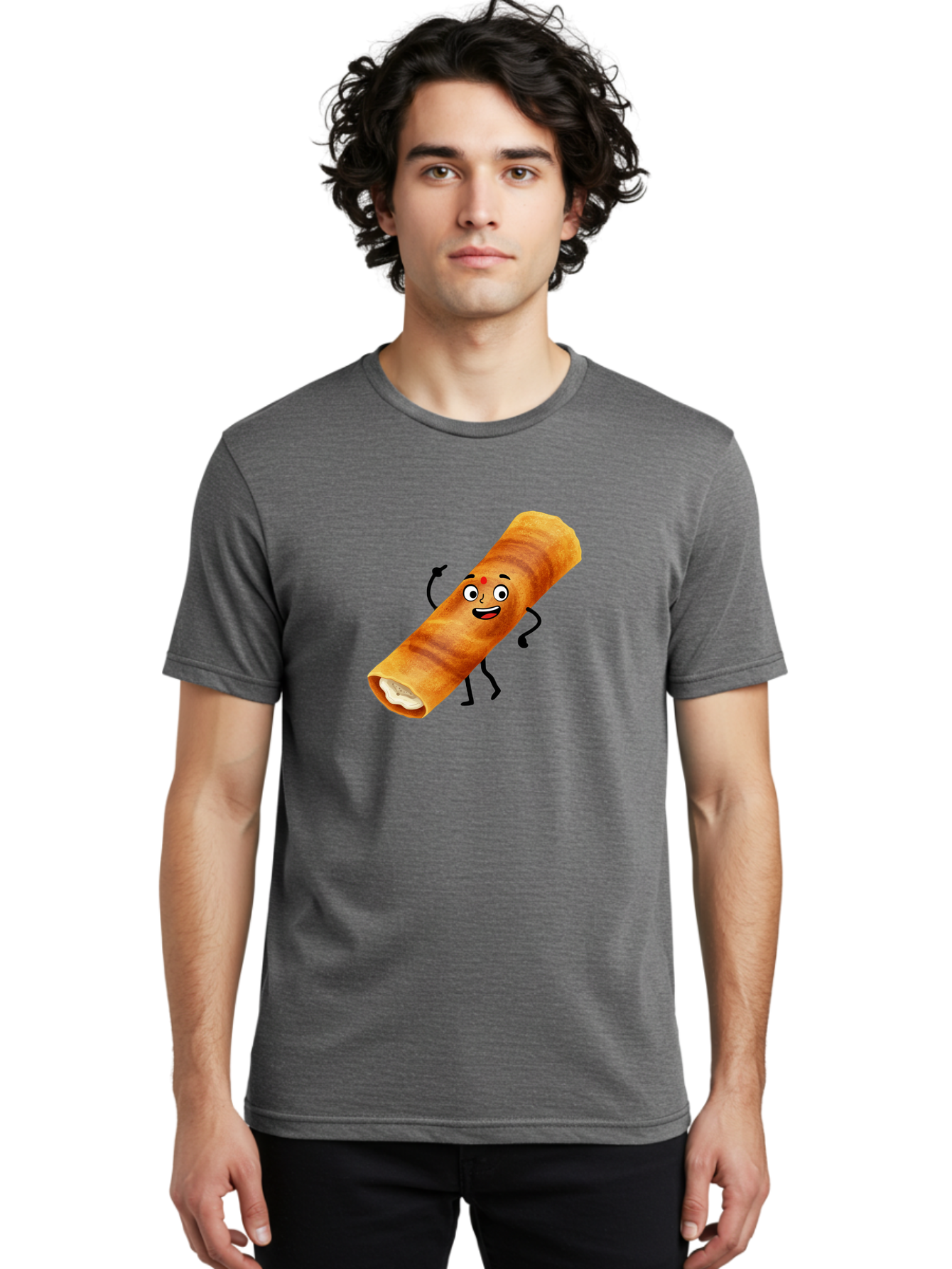 Plain-Dosa Men'S Graphic Tee, 100% Cotton, Comfortable Casual Summer Wear, Machine Washable, Cartoon Paan Masala, Indian Street Food, Delicious Treats, Crunchy Texture, Happy Face, Bindi, Mouth-Watering, Tasty Snack, Paan Delight Bab206