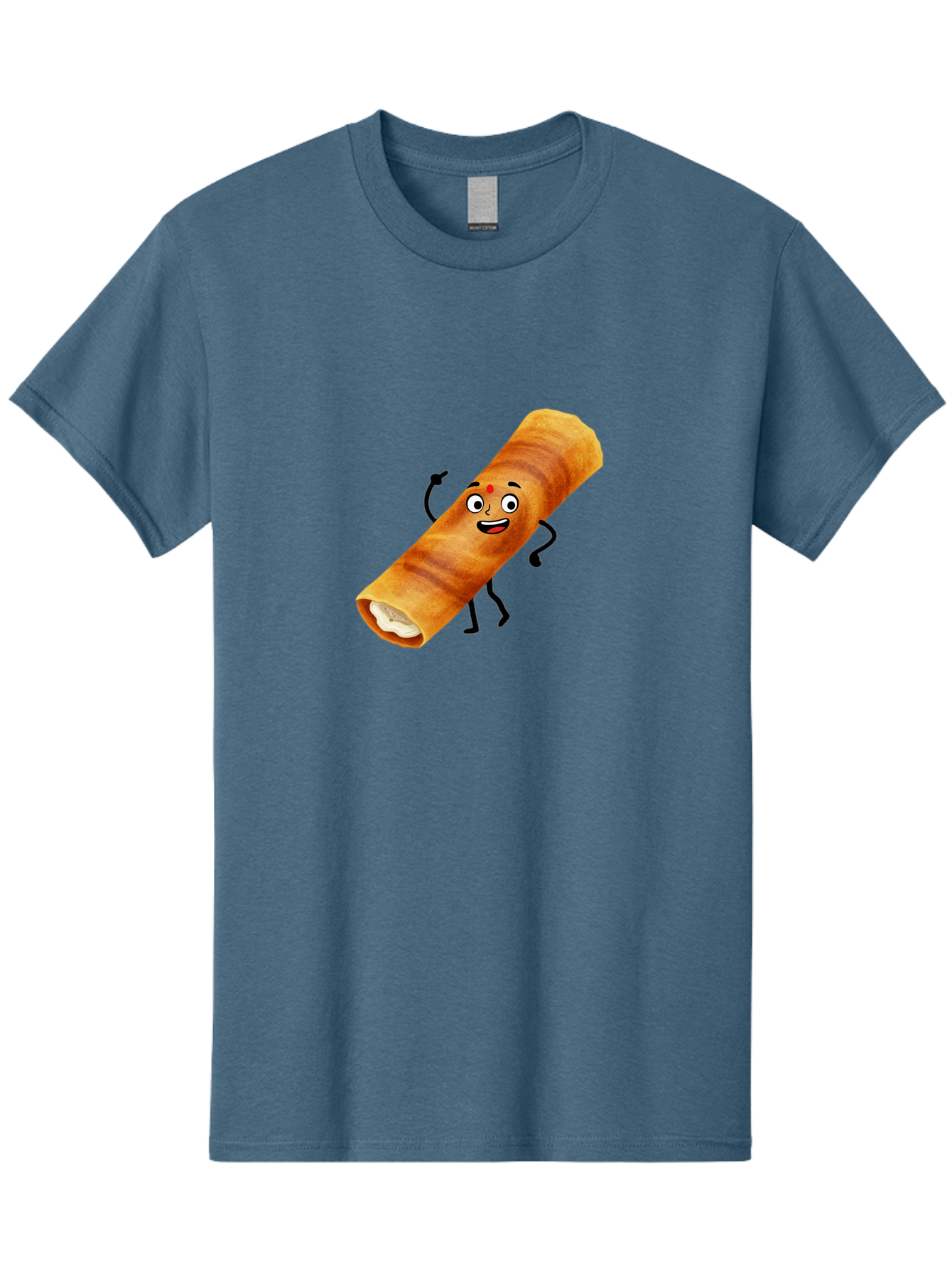 Plain-Dosa Men'S Graphic Tee, 100% Cotton, Comfortable Casual Summer Wear, Machine Washable, Cartoon Paan Masala, Indian Street Food, Delicious Treats, Crunchy Texture, Happy Face, Bindi, Mouth-Watering, Tasty Snack, Paan Delight Bab206