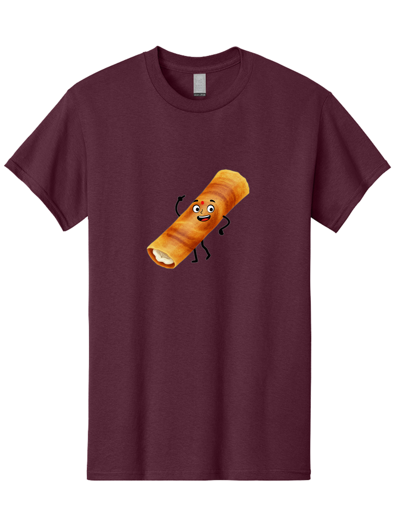 Plain-Dosa Men'S Graphic Tee, 100% Cotton, Comfortable Casual Summer Wear, Machine Washable, Cartoon Paan Masala, Indian Street Food, Delicious Treats, Crunchy Texture, Happy Face, Bindi, Mouth-Watering, Tasty Snack, Paan Delight Bab206