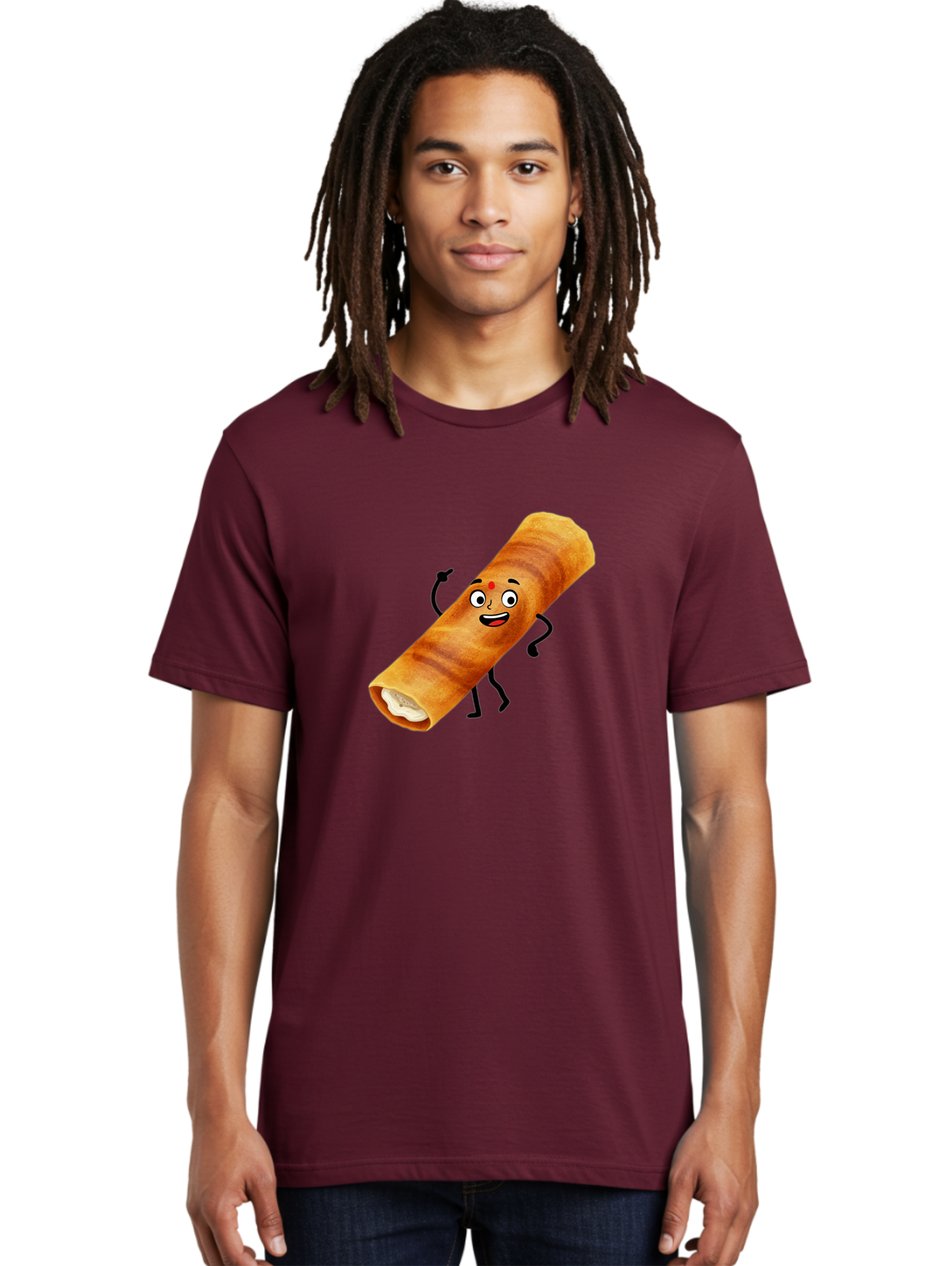 Plain-Dosa Men'S Graphic Tee, 100% Cotton, Comfortable Casual Summer Wear, Machine Washable, Cartoon Paan Masala, Indian Street Food, Delicious Treats, Crunchy Texture, Happy Face, Bindi, Mouth-Watering, Tasty Snack, Paan Delight Bab206