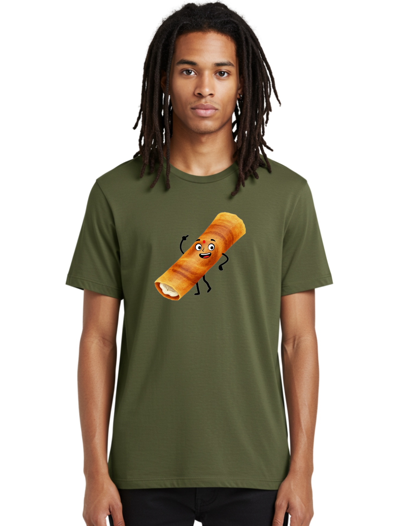Plain-Dosa Men'S Graphic Tee, 100% Cotton, Comfortable Casual Summer Wear, Machine Washable, Cartoon Paan Masala, Indian Street Food, Delicious Treats, Crunchy Texture, Happy Face, Bindi, Mouth-Watering, Tasty Snack, Paan Delight Bab206