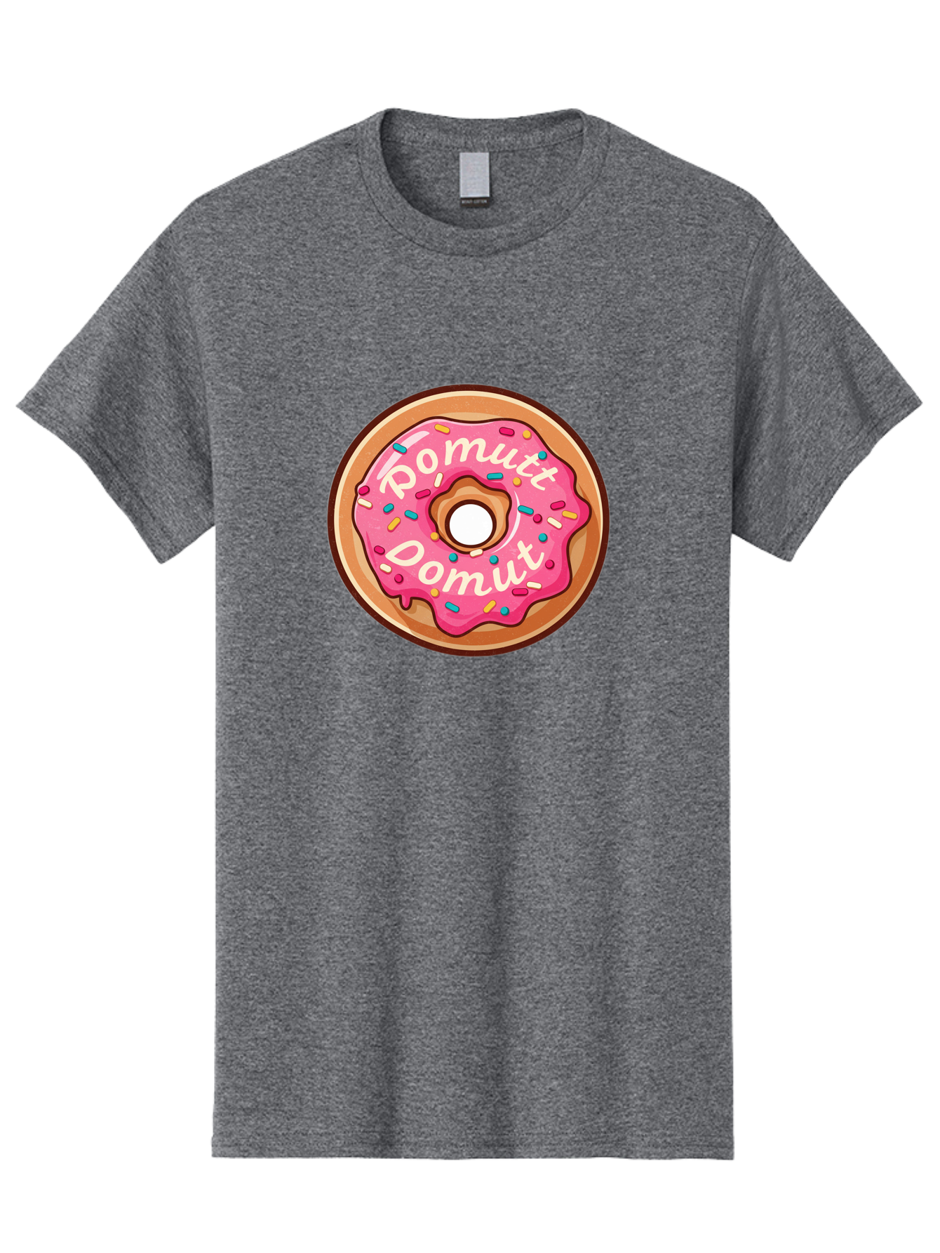 Pomutt-Pomutt-Donut Men'S Graphic Tee, 100% Cotton, Comfortable Casual Summer Wear, Machine Washable, Pink Frosted Donut, Donut With Sprinkles, Sweet Treat, Tasty Dessert, Colorful Donut, Pomutt Pomutt, Donut Illustration, Donut Art Bab212