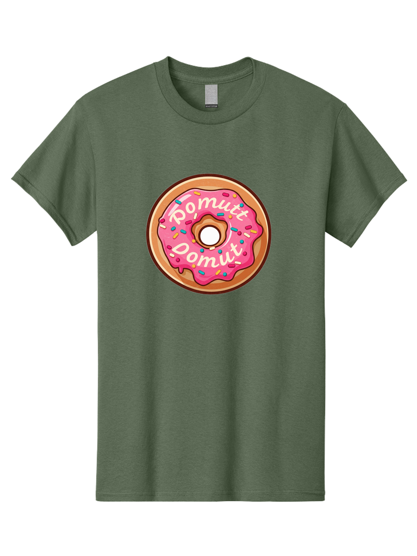 Pomutt-Pomutt-Donut Men'S Graphic Tee, 100% Cotton, Comfortable Casual Summer Wear, Machine Washable, Pink Frosted Donut, Donut With Sprinkles, Sweet Treat, Tasty Dessert, Colorful Donut, Pomutt Pomutt, Donut Illustration, Donut Art Bab212
