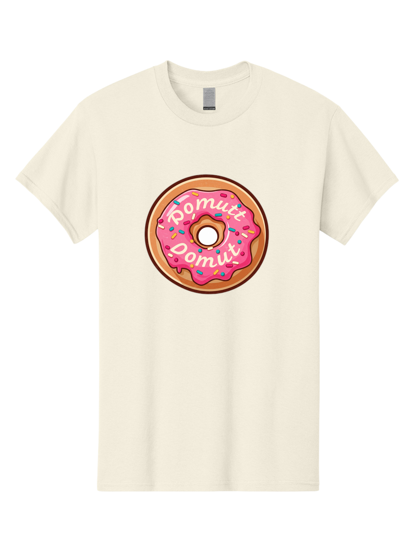 Pomutt-Pomutt-Donut Men'S Graphic Tee, 100% Cotton, Comfortable Casual Summer Wear, Machine Washable, Pink Frosted Donut, Donut With Sprinkles, Sweet Treat, Tasty Dessert, Colorful Donut, Pomutt Pomutt, Donut Illustration, Donut Art Bab212