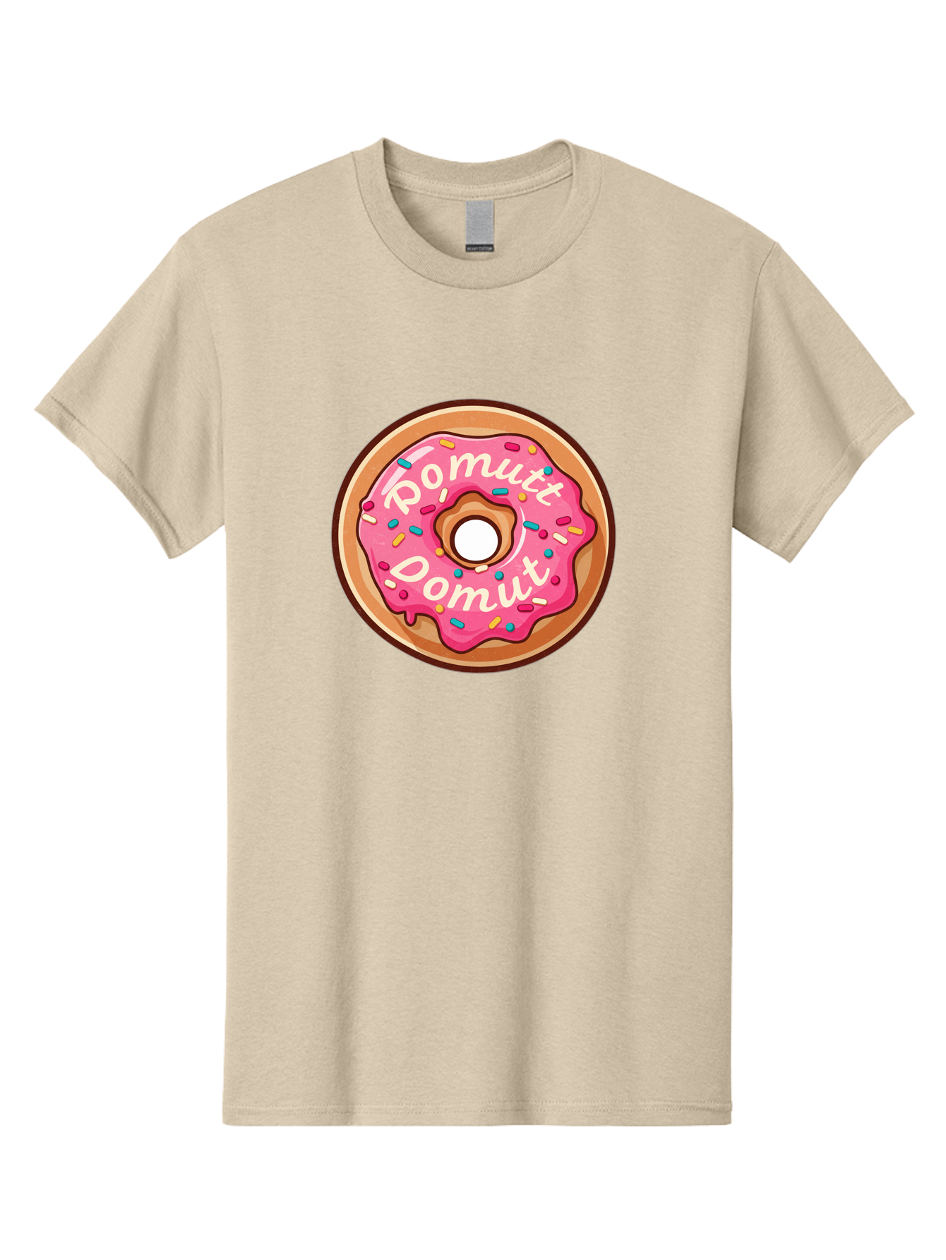 Pomutt-Pomutt-Donut Men'S Graphic Tee, 100% Cotton, Comfortable Casual Summer Wear, Machine Washable, Pink Frosted Donut, Donut With Sprinkles, Sweet Treat, Tasty Dessert, Colorful Donut, Pomutt Pomutt, Donut Illustration, Donut Art Bab212