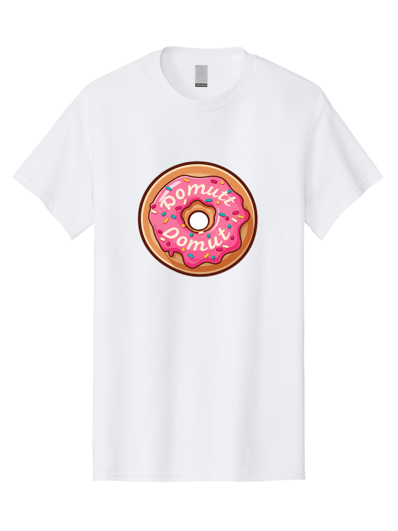 Pomutt-Pomutt-Donut Men'S Graphic Tee, 100% Cotton, Comfortable Casual Summer Wear, Machine Washable, Pink Frosted Donut, Donut With Sprinkles, Sweet Treat, Tasty Dessert, Colorful Donut, Pomutt Pomutt, Donut Illustration, Donut Art Bab212