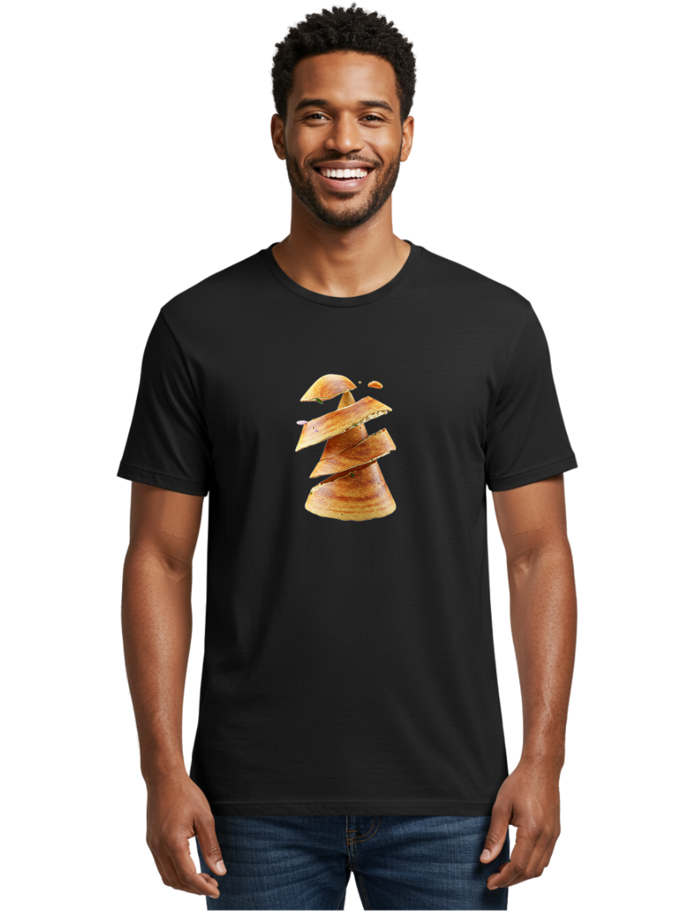 Potato-Chips-Tree Men'S Graphic Tee, 100% Cotton, Comfortable Casual Summer Wear, Machine Washable, Potato Chips Forming A Christmas Tree, Crispy Snack, Savory Delight, Crunchy Texture, Stack Of Chips, Festive Snack, Food Art, Bab216
