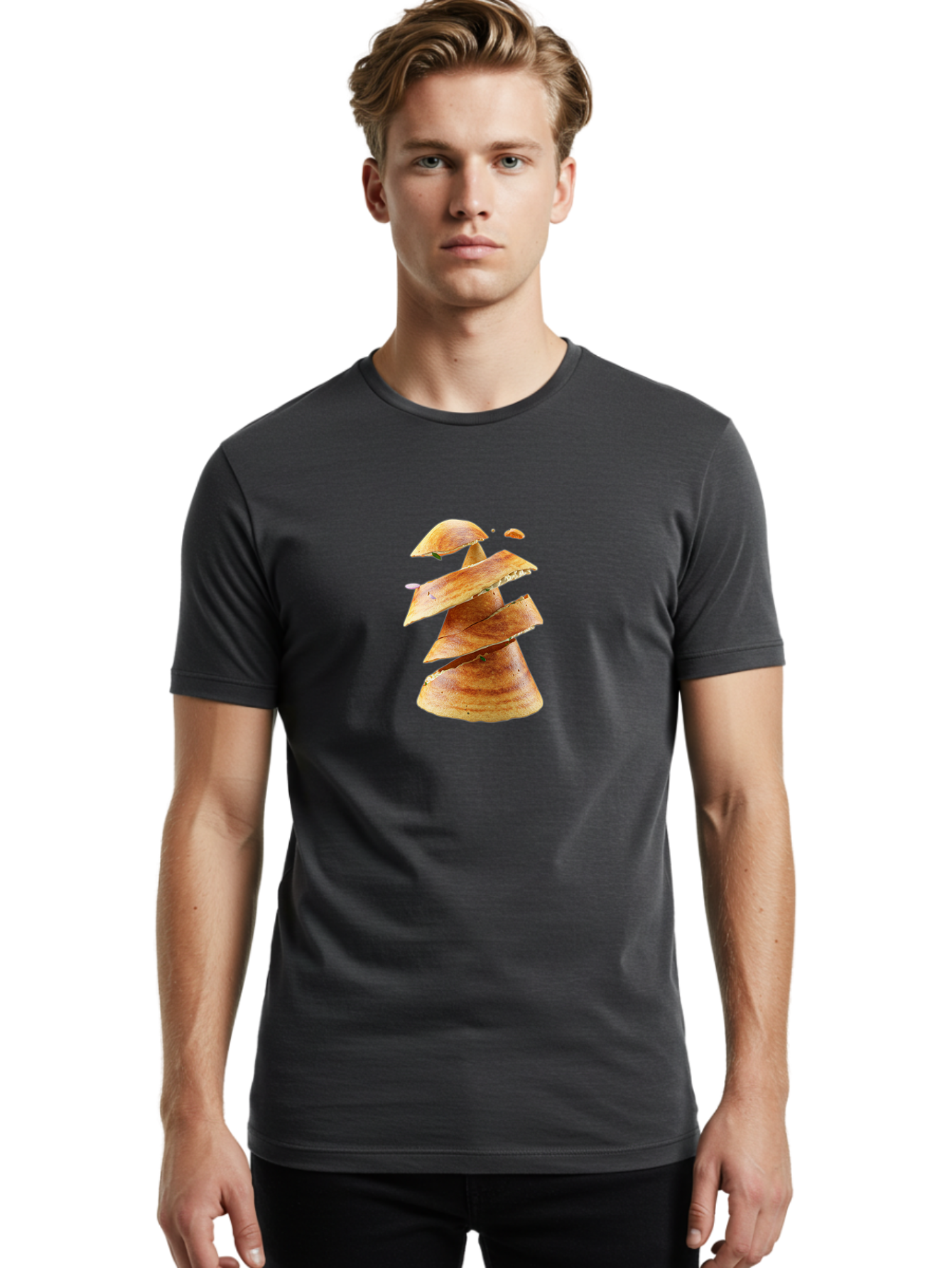Potato-Chips-Tree Men'S Graphic Tee, 100% Cotton, Comfortable Casual Summer Wear, Machine Washable, Potato Chips Forming A Christmas Tree, Crispy Snack, Savory Delight, Crunchy Texture, Stack Of Chips, Festive Snack, Food Art, Bab216