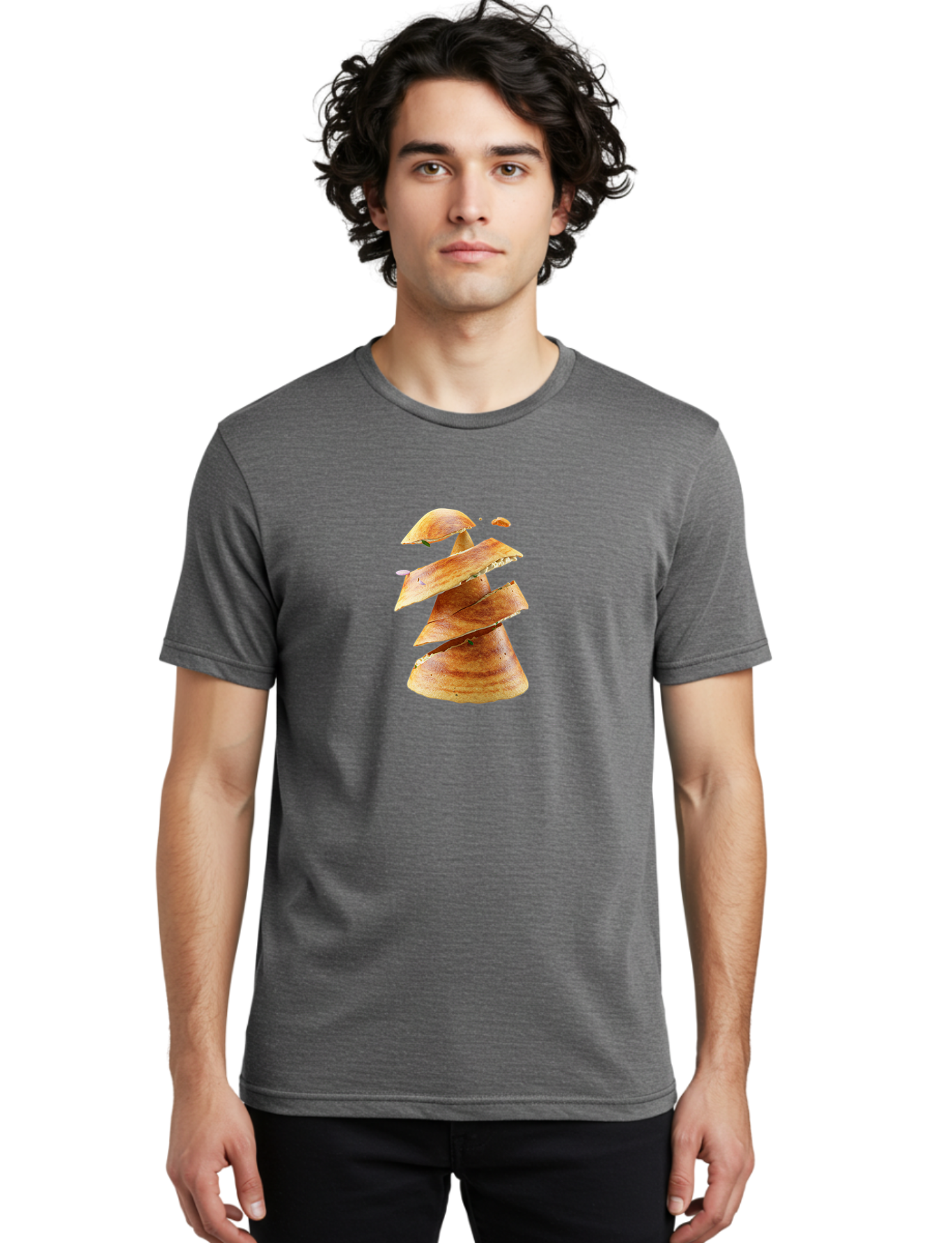 Potato-Chips-Tree Men'S Graphic Tee, 100% Cotton, Comfortable Casual Summer Wear, Machine Washable, Potato Chips Forming A Christmas Tree, Crispy Snack, Savory Delight, Crunchy Texture, Stack Of Chips, Festive Snack, Food Art, Bab216