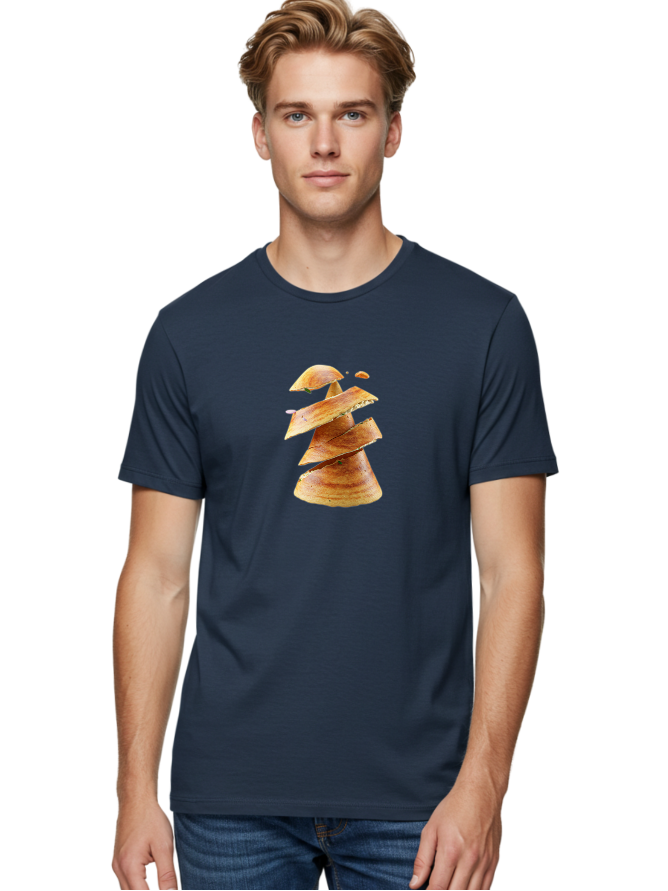Potato-Chips-Tree Men'S Graphic Tee, 100% Cotton, Comfortable Casual Summer Wear, Machine Washable, Potato Chips Forming A Christmas Tree, Crispy Snack, Savory Delight, Crunchy Texture, Stack Of Chips, Festive Snack, Food Art, Bab216