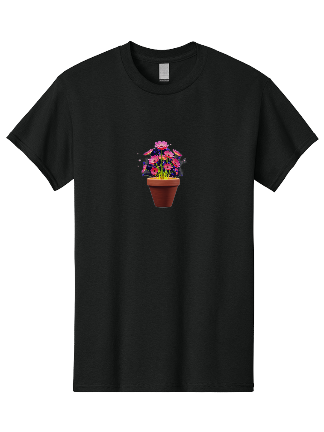 Potted-Flowers Men'S Graphic Tee, 100% Cotton, Comfortable Casual Summer Wear, Machine Washable, Pink Flowers, Terracotta Pot, Blooming Flowers, Floral Arrangement, Whimsical Illustration, Vibrant Flowers, Decorative Pot, Flower Pot Bab217