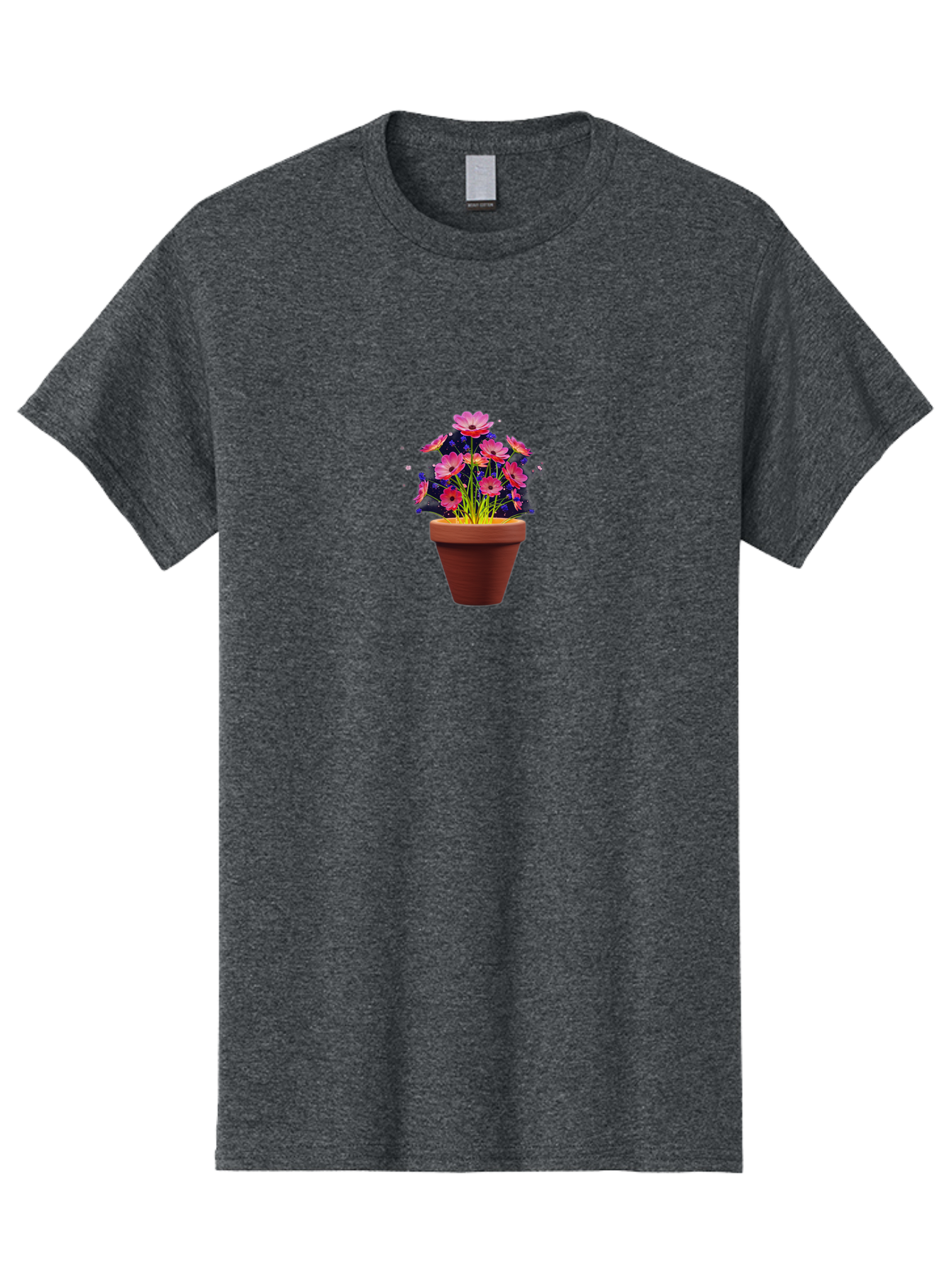 Potted-Flowers Men'S Graphic Tee, 100% Cotton, Comfortable Casual Summer Wear, Machine Washable, Pink Flowers, Terracotta Pot, Blooming Flowers, Floral Arrangement, Whimsical Illustration, Vibrant Flowers, Decorative Pot, Flower Pot Bab217
