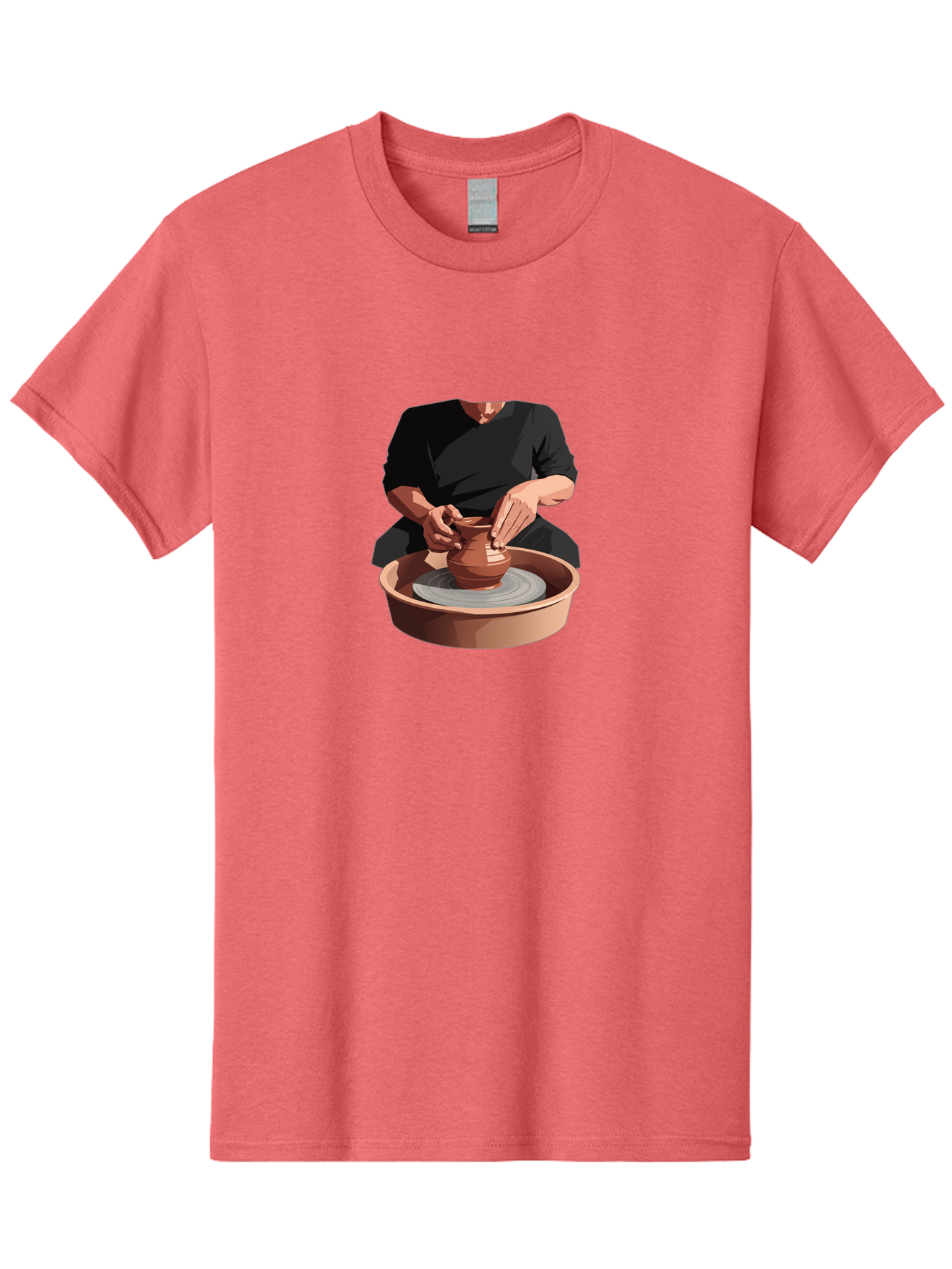 Potter-At-Work-1 Men'S Graphic Tee, 100% Cotton, Comfortable Casual Summer Wear, Machine Washable, Potter Shaping Clay Pot, Pottery Wheel In Action, Pottery Making Process, Hands-On Craftsmanship, Clay Vessel Creation, Artistic Expression, Bab219