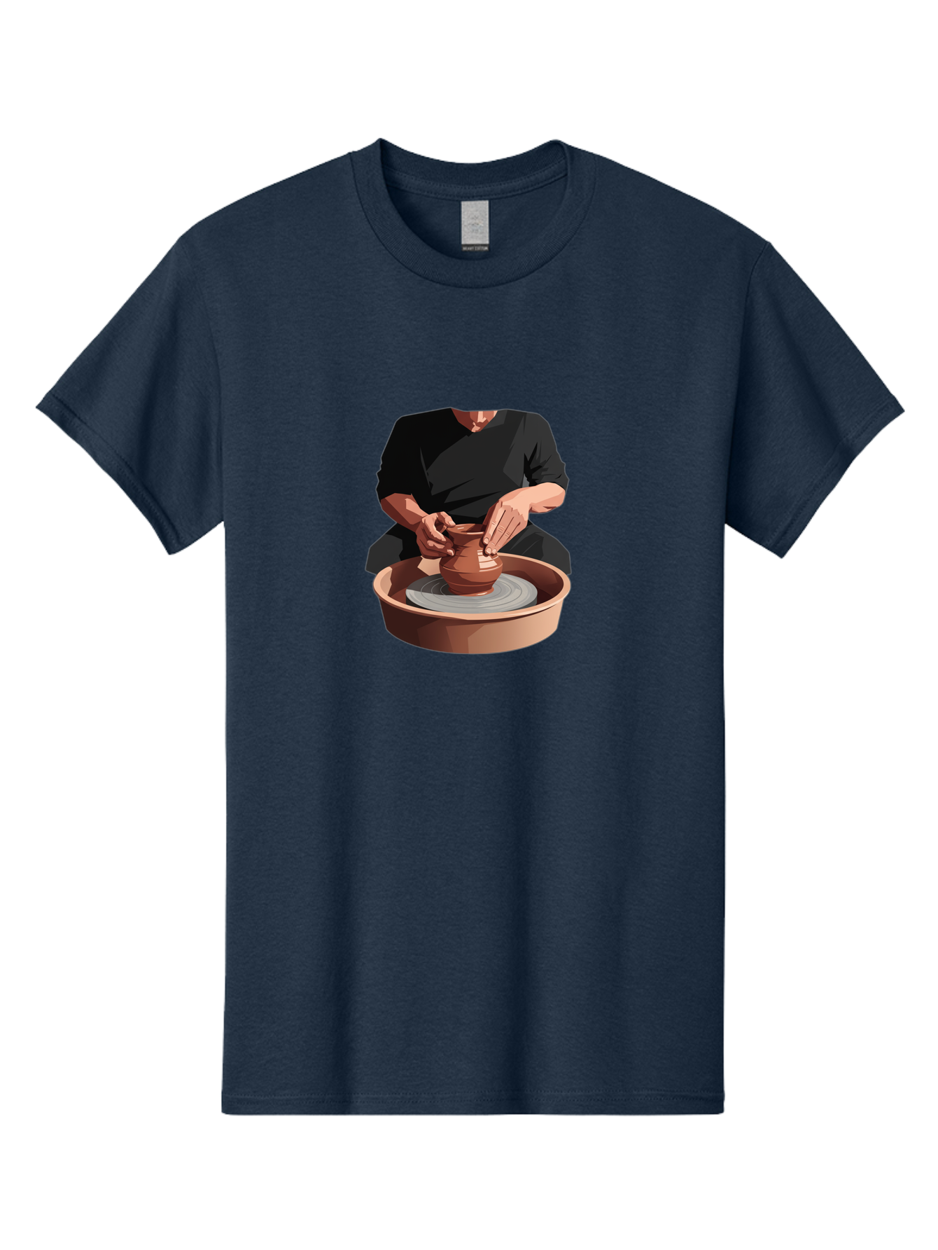 Potter-At-Work-1 Men'S Graphic Tee, 100% Cotton, Comfortable Casual Summer Wear, Machine Washable, Potter Shaping Clay Pot, Pottery Wheel In Action, Pottery Making Process, Hands-On Craftsmanship, Clay Vessel Creation, Artistic Expression, Bab219