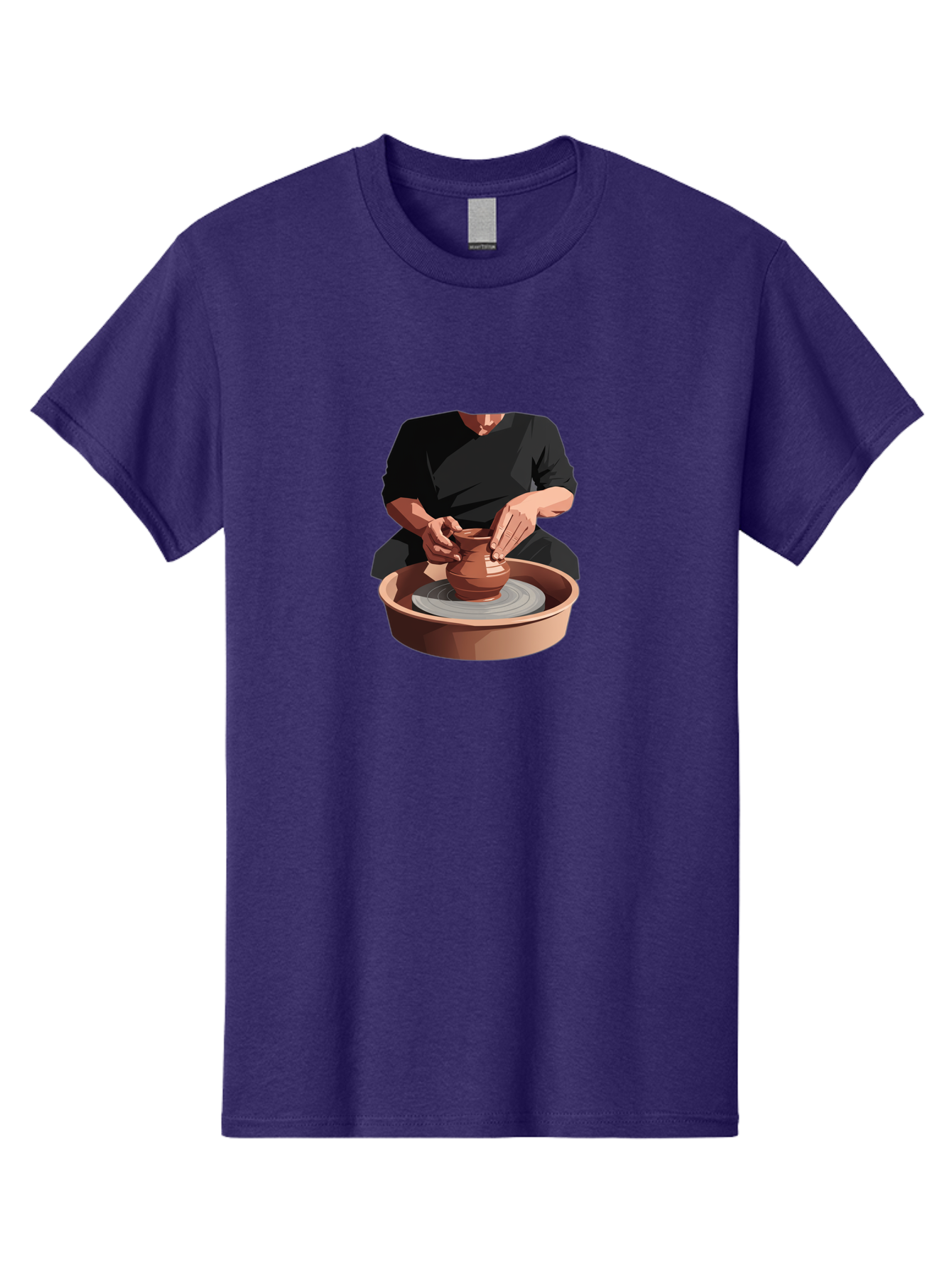 Potter-At-Work-1 Men'S Graphic Tee, 100% Cotton, Comfortable Casual Summer Wear, Machine Washable, Potter Shaping Clay Pot, Pottery Wheel In Action, Pottery Making Process, Hands-On Craftsmanship, Clay Vessel Creation, Artistic Expression, Bab219