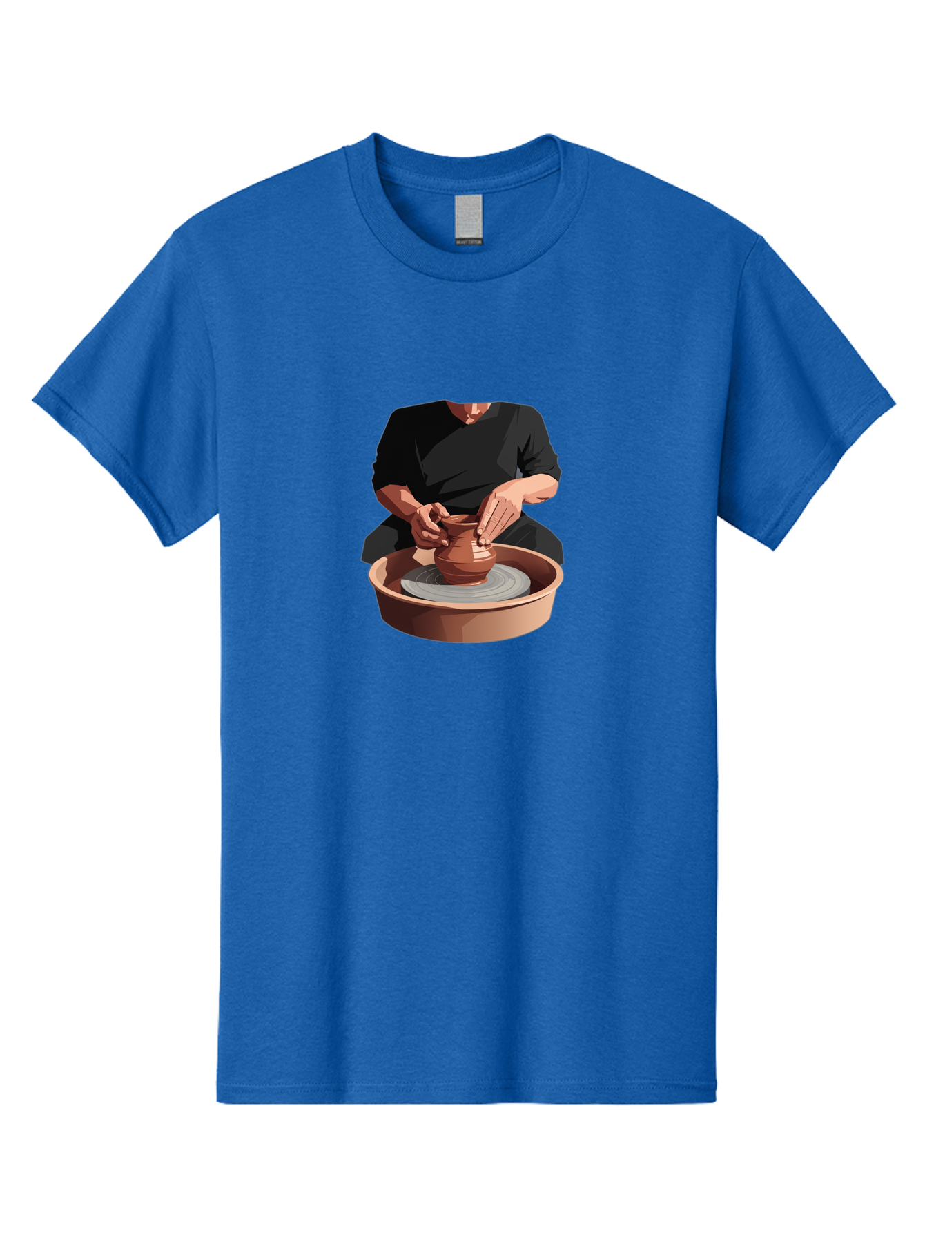 Potter-At-Work-1 Men'S Graphic Tee, 100% Cotton, Comfortable Casual Summer Wear, Machine Washable, Potter Shaping Clay Pot, Pottery Wheel In Action, Pottery Making Process, Hands-On Craftsmanship, Clay Vessel Creation, Artistic Expression, Bab219