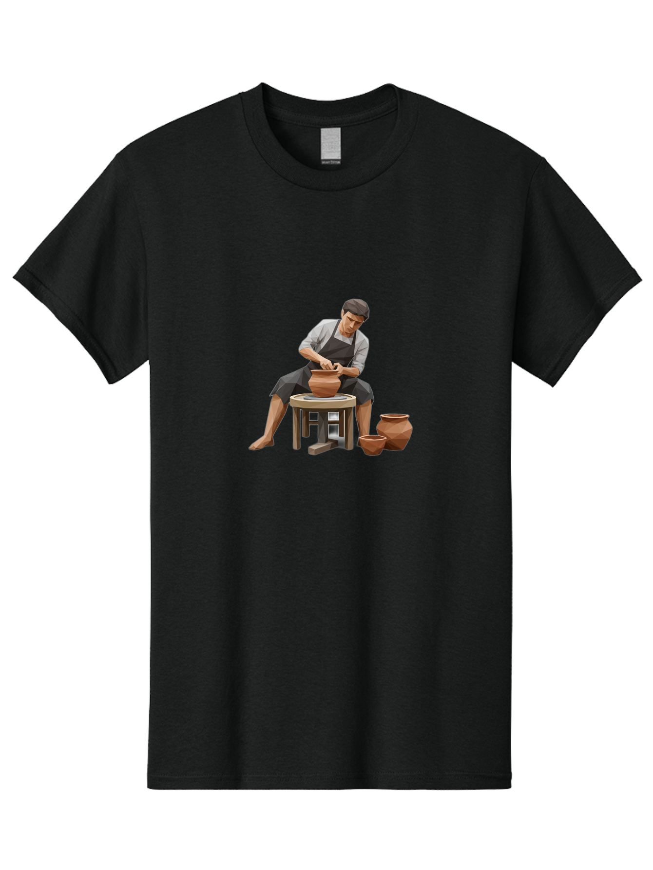 Potter-At-Work-7 Men'S Graphic Tee, 100% Cotton, Comfortable Casual Summer Wear, Machine Washable, Potter'S Wheel, Ceramic Art, Handmade Pottery, Clay Modeling, Artisanal Crafts, Creative Process, Pottery Making, Studio Pottery Bab226