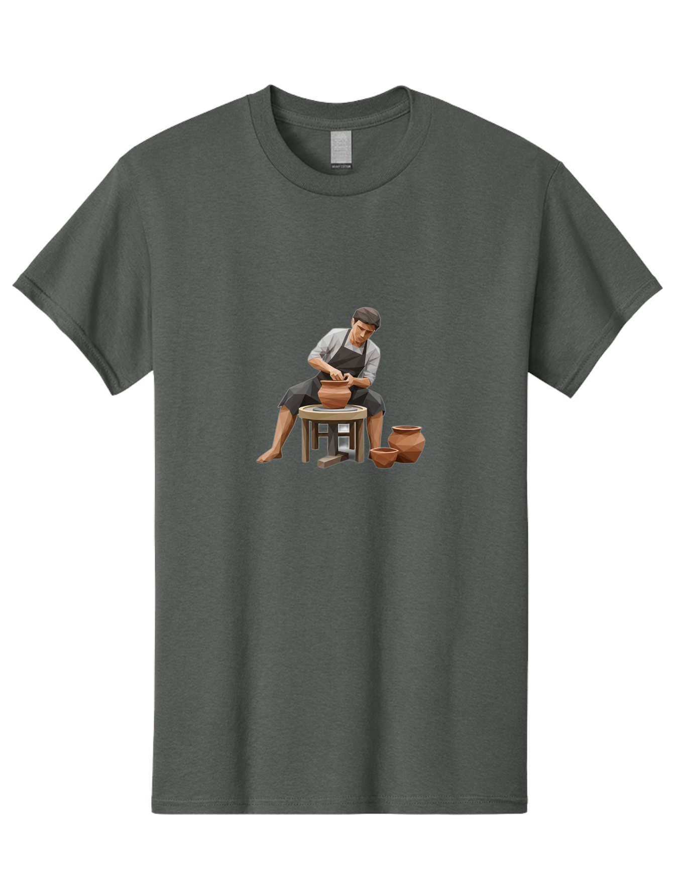 Potter-At-Work-7 Men'S Graphic Tee, 100% Cotton, Comfortable Casual Summer Wear, Machine Washable, Potter'S Wheel, Ceramic Art, Handmade Pottery, Clay Modeling, Artisanal Crafts, Creative Process, Pottery Making, Studio Pottery Bab226
