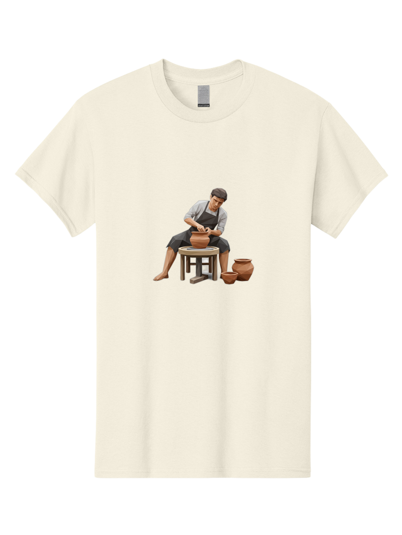 Potter-At-Work-7 Men'S Graphic Tee, 100% Cotton, Comfortable Casual Summer Wear, Machine Washable, Potter'S Wheel, Ceramic Art, Handmade Pottery, Clay Modeling, Artisanal Crafts, Creative Process, Pottery Making, Studio Pottery Bab226