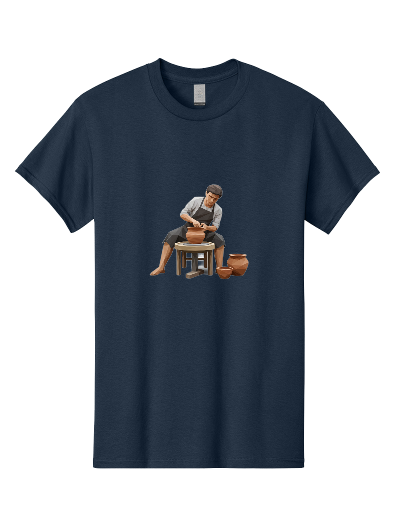 Potter-At-Work-7 Men'S Graphic Tee, 100% Cotton, Comfortable Casual Summer Wear, Machine Washable, Potter'S Wheel, Ceramic Art, Handmade Pottery, Clay Modeling, Artisanal Crafts, Creative Process, Pottery Making, Studio Pottery Bab226