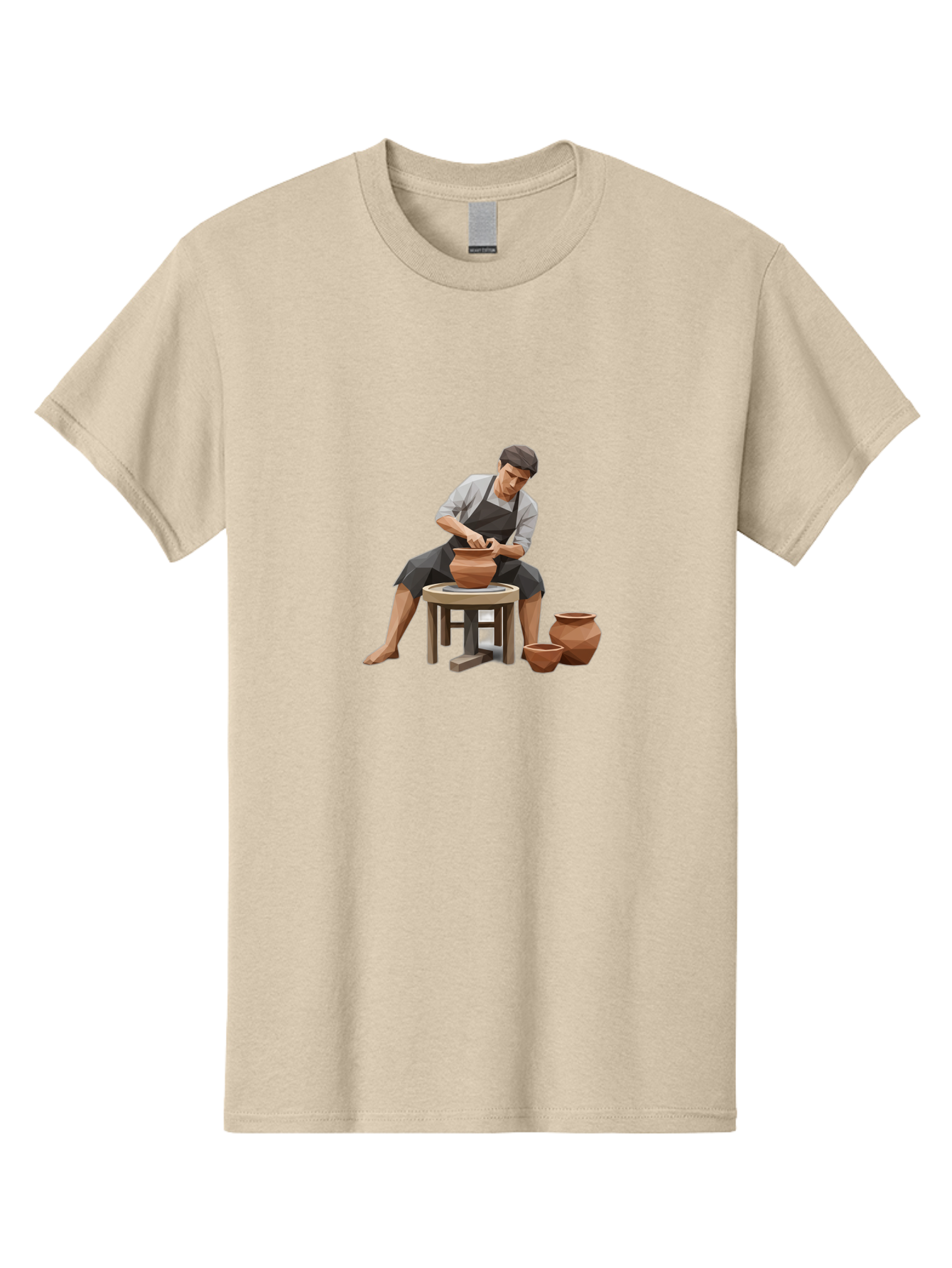 Potter-At-Work-7 Men'S Graphic Tee, 100% Cotton, Comfortable Casual Summer Wear, Machine Washable, Potter'S Wheel, Ceramic Art, Handmade Pottery, Clay Modeling, Artisanal Crafts, Creative Process, Pottery Making, Studio Pottery Bab226