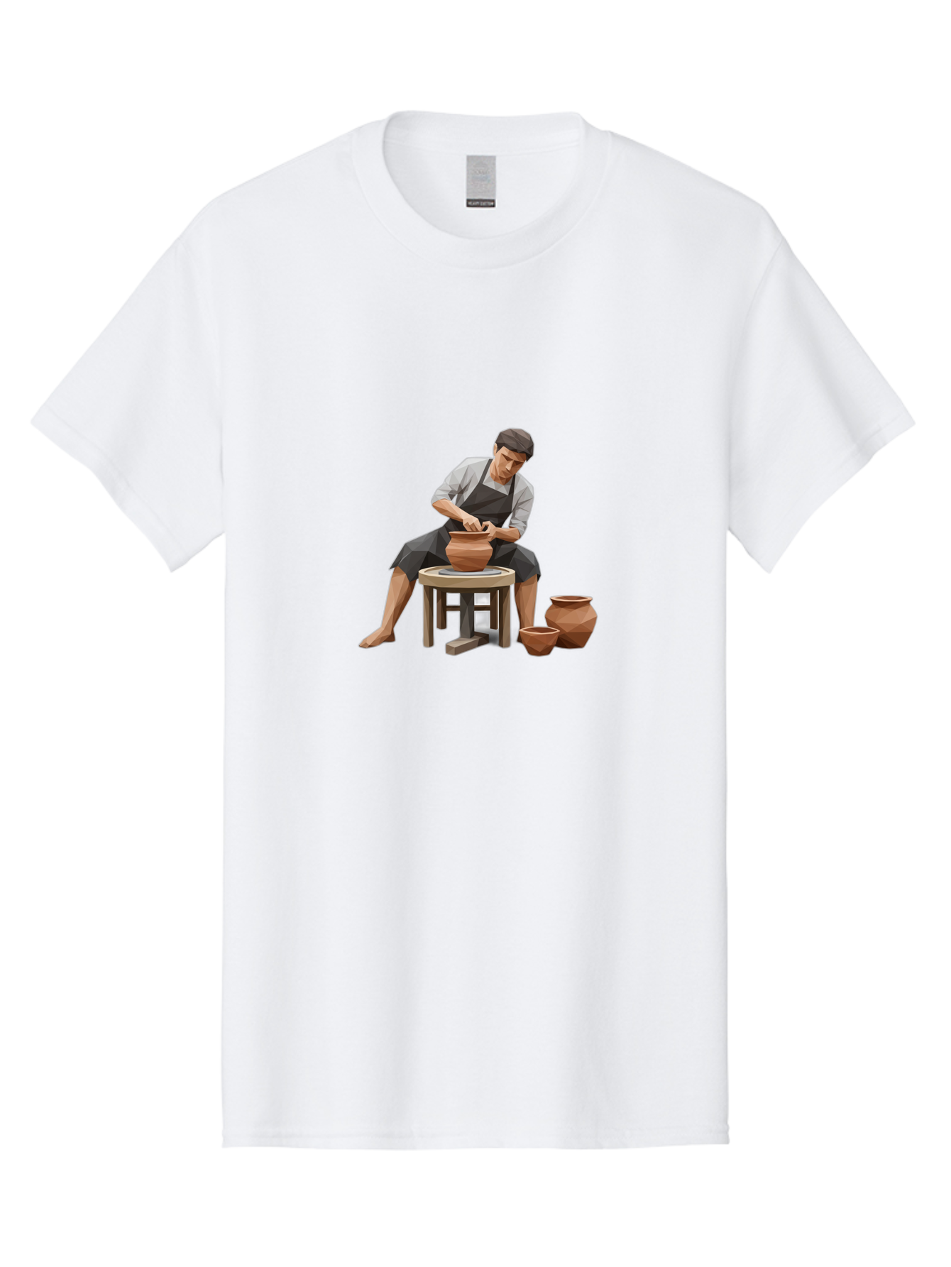 Potter-At-Work-7 Men'S Graphic Tee, 100% Cotton, Comfortable Casual Summer Wear, Machine Washable, Potter'S Wheel, Ceramic Art, Handmade Pottery, Clay Modeling, Artisanal Crafts, Creative Process, Pottery Making, Studio Pottery Bab226