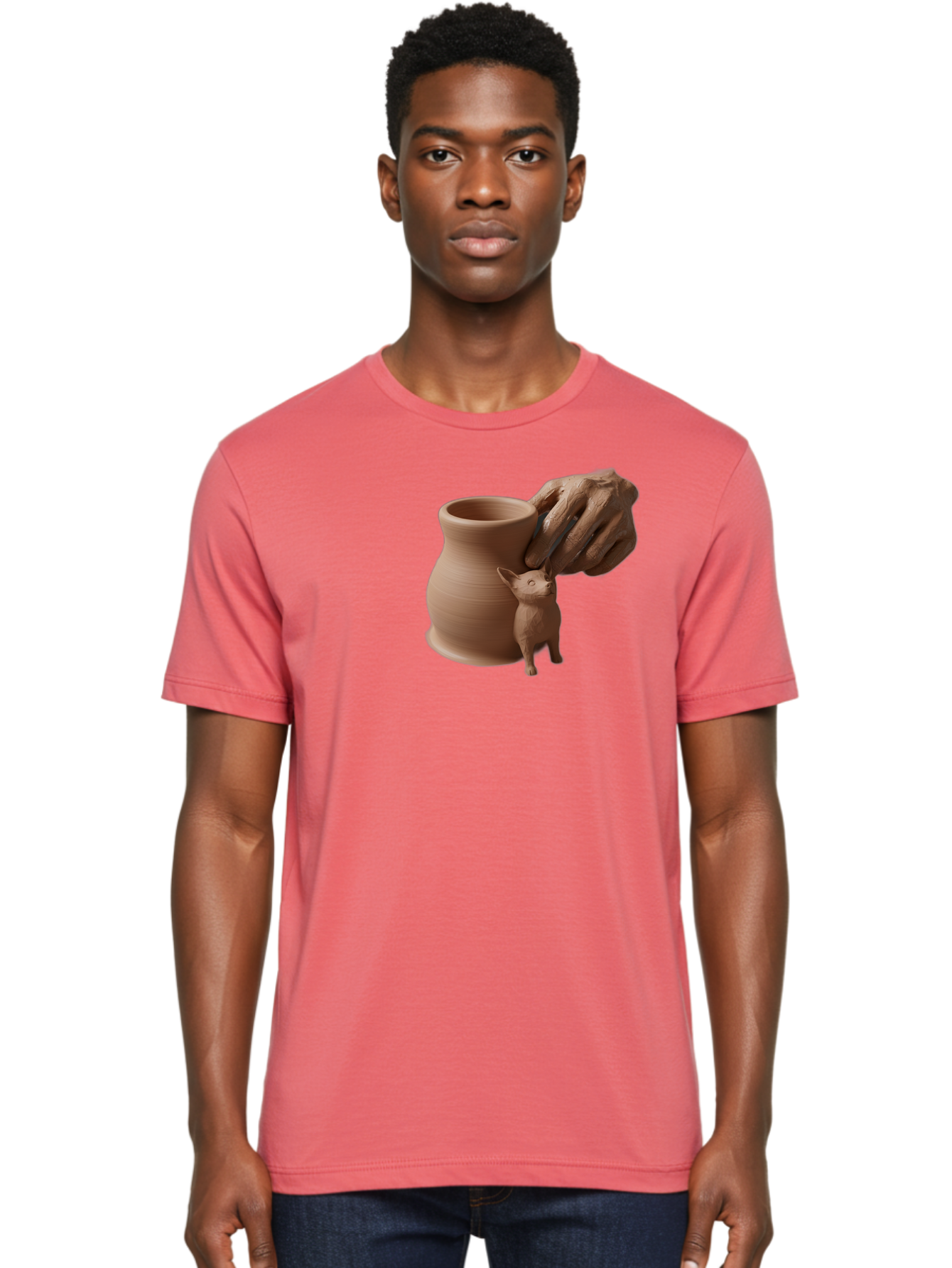 Potter-S-Hand Men'S Graphic Tee, 100% Cotton, Comfortable Casual Summer Wear, Machine Washable, Clay Pottery, Handmade Ceramics, Pottery Wheel, Earthenware, Clay Modeling, Sculpting, Creative Expression, Artistic Process, Pottery Art, Bab230