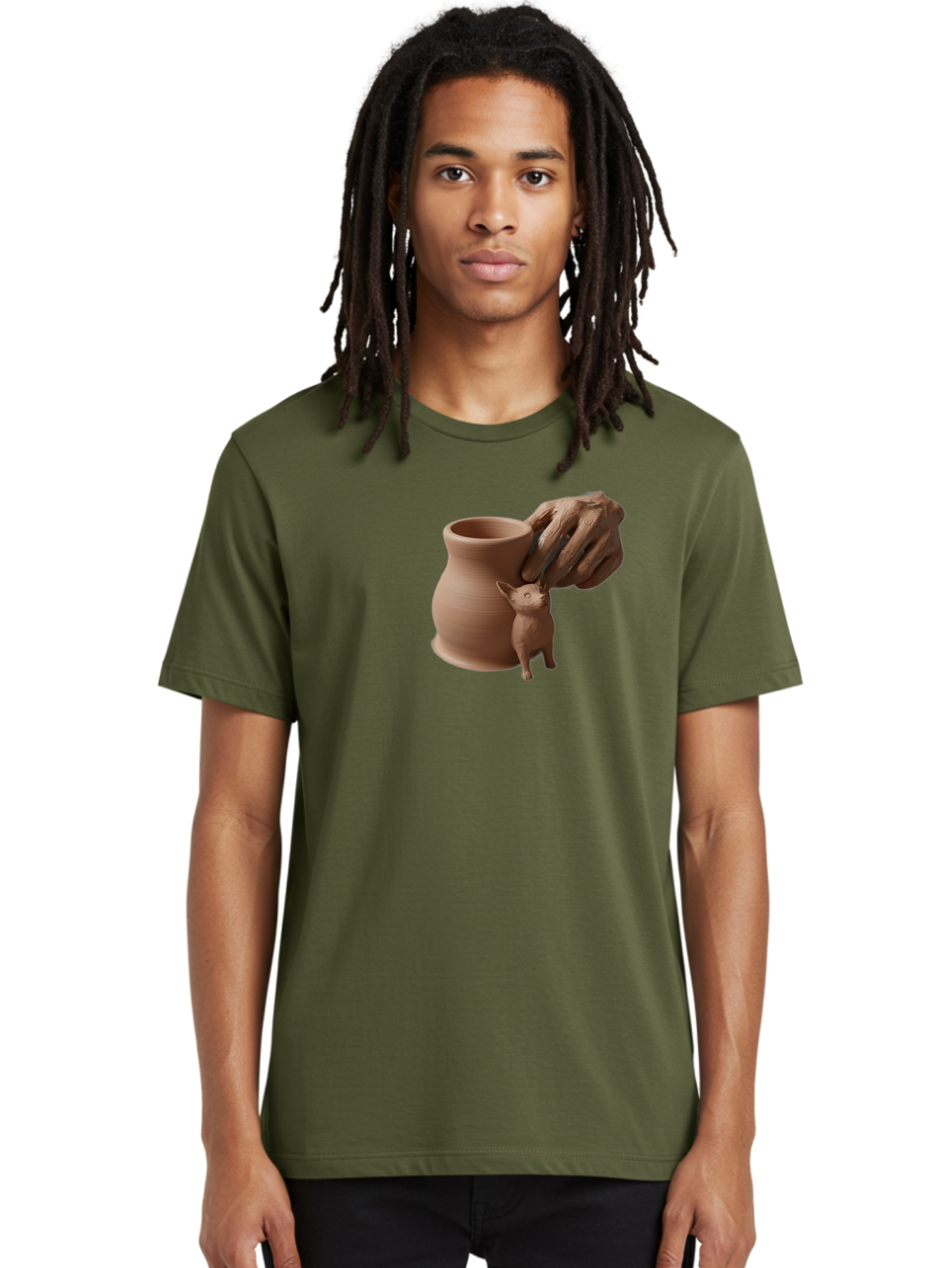 Potter-S-Hand Men'S Graphic Tee, 100% Cotton, Comfortable Casual Summer Wear, Machine Washable, Clay Pottery, Handmade Ceramics, Pottery Wheel, Earthenware, Clay Modeling, Sculpting, Creative Expression, Artistic Process, Pottery Art, Bab230