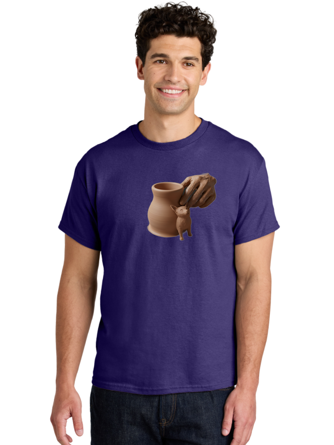 Potter-S-Hand Men'S Graphic Tee, 100% Cotton, Comfortable Casual Summer Wear, Machine Washable, Clay Pottery, Handmade Ceramics, Pottery Wheel, Earthenware, Clay Modeling, Sculpting, Creative Expression, Artistic Process, Pottery Art, Bab230
