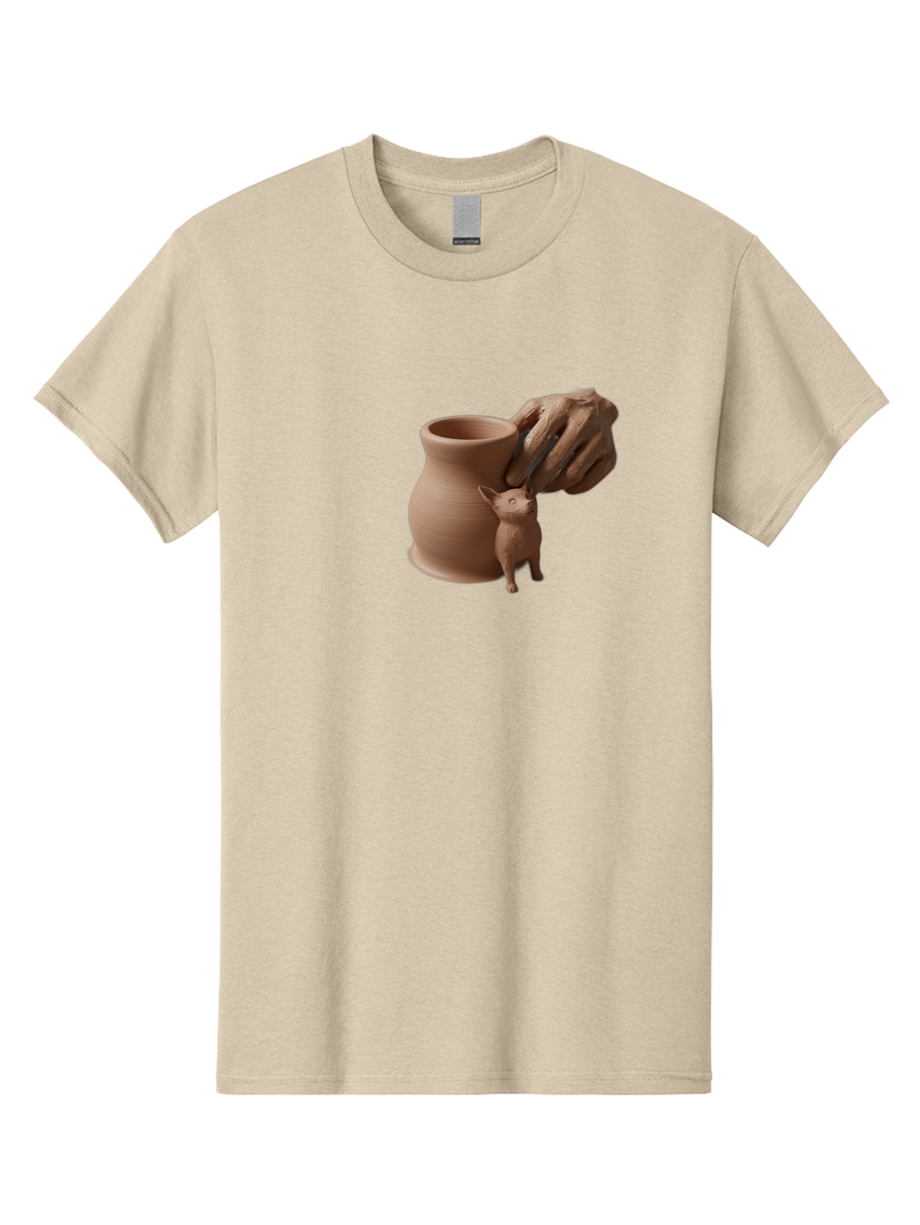 Potter-S-Hand Men'S Graphic Tee, 100% Cotton, Comfortable Casual Summer Wear, Machine Washable, Clay Pottery, Handmade Ceramics, Pottery Wheel, Earthenware, Clay Modeling, Sculpting, Creative Expression, Artistic Process, Pottery Art, Bab230