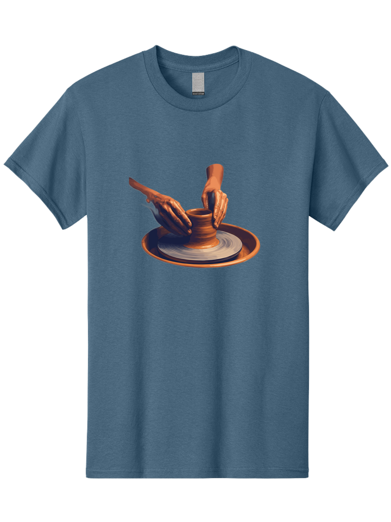 Potter-S-Hands Men'S Graphic Tee, 100% Cotton, Comfortable Casual Summer Wear, Machine Washable, Pottery Wheel, Clay Pot, Crafting, Hands Shaping, Creative Process, Artisanal, Handmade, Pottery Making, Ceramics, Skilled Craftsmanship Bab231