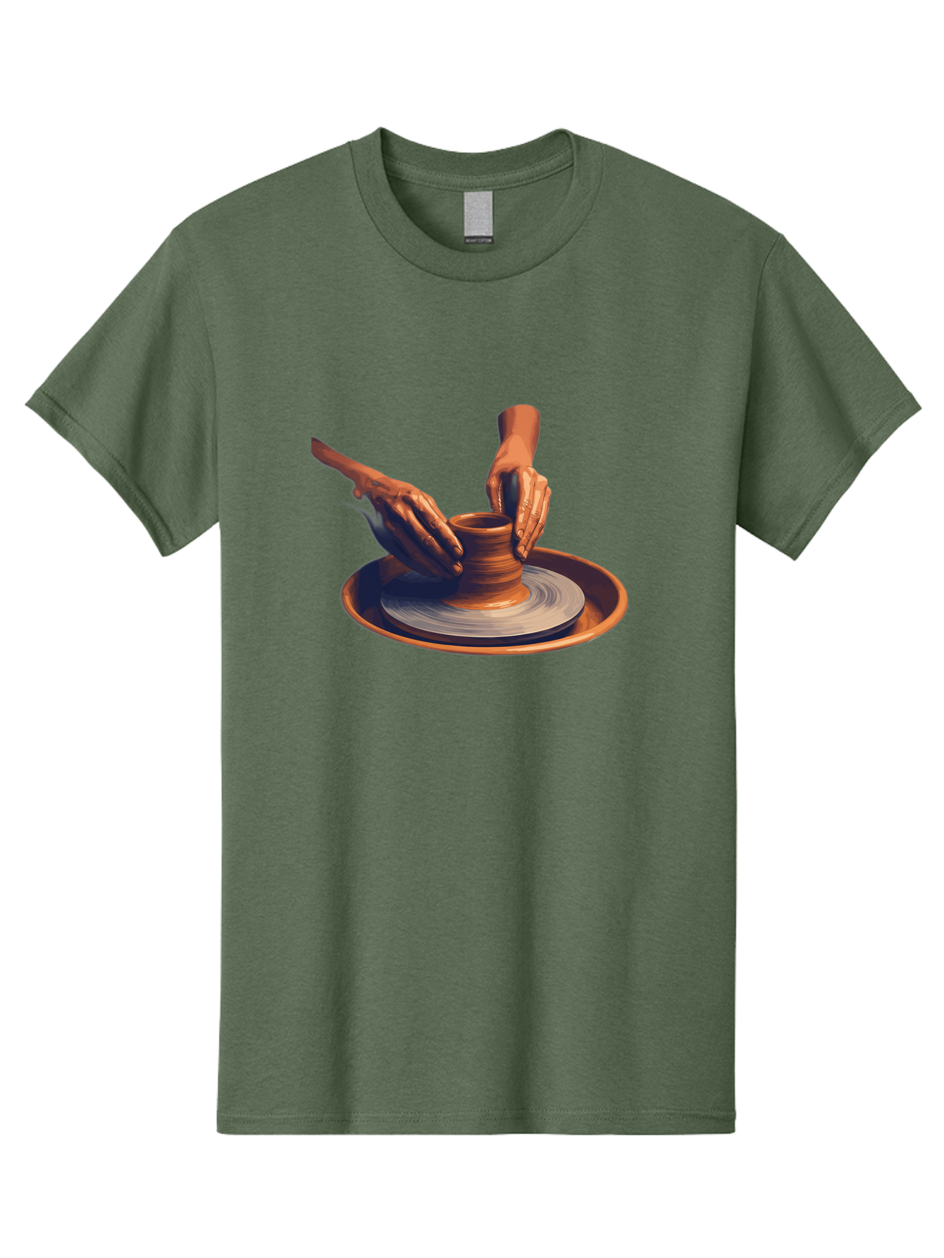 Potter-S-Hands Men'S Graphic Tee, 100% Cotton, Comfortable Casual Summer Wear, Machine Washable, Pottery Wheel, Clay Pot, Crafting, Hands Shaping, Creative Process, Artisanal, Handmade, Pottery Making, Ceramics, Skilled Craftsmanship Bab231