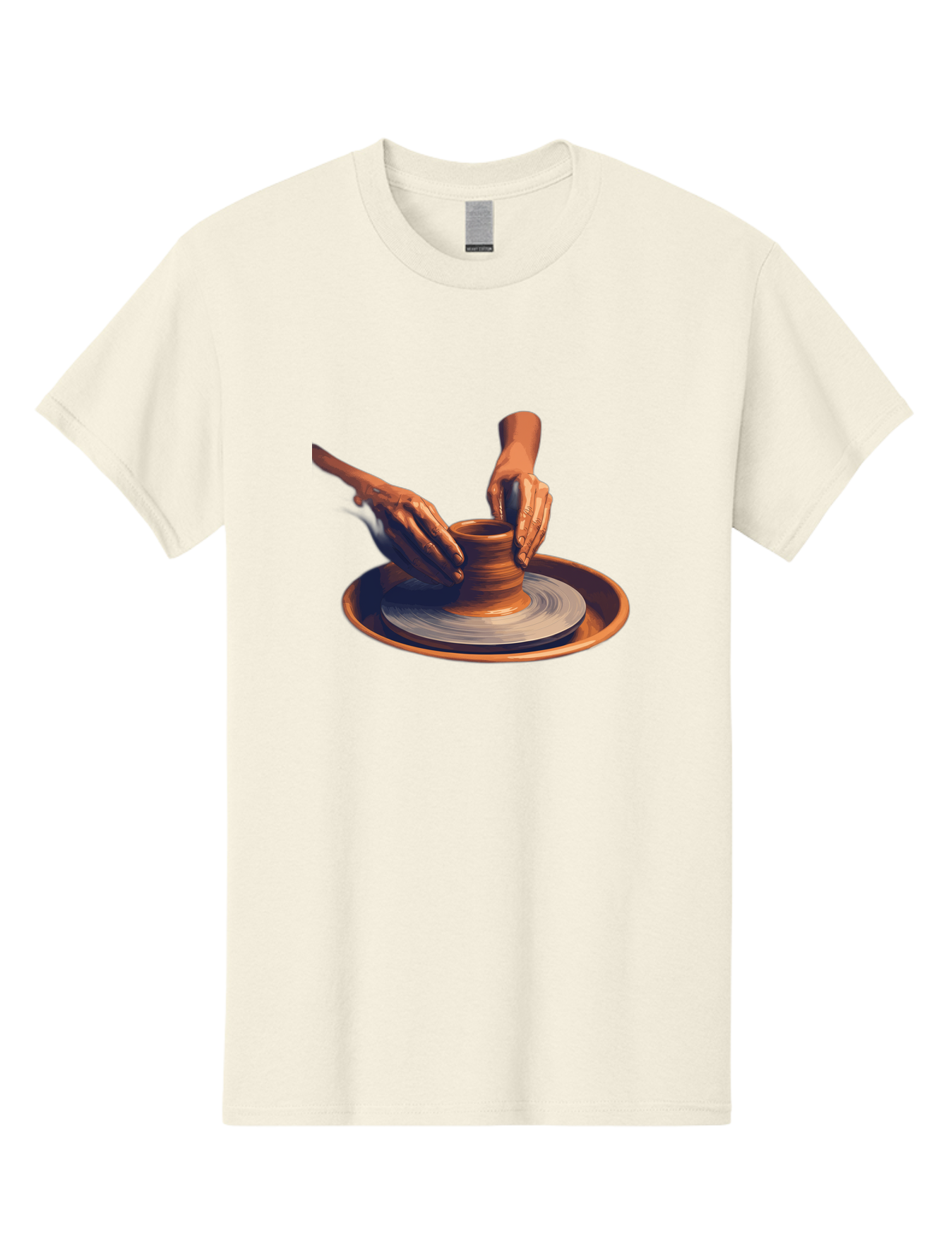Potter-S-Hands Men'S Graphic Tee, 100% Cotton, Comfortable Casual Summer Wear, Machine Washable, Pottery Wheel, Clay Pot, Crafting, Hands Shaping, Creative Process, Artisanal, Handmade, Pottery Making, Ceramics, Skilled Craftsmanship Bab231