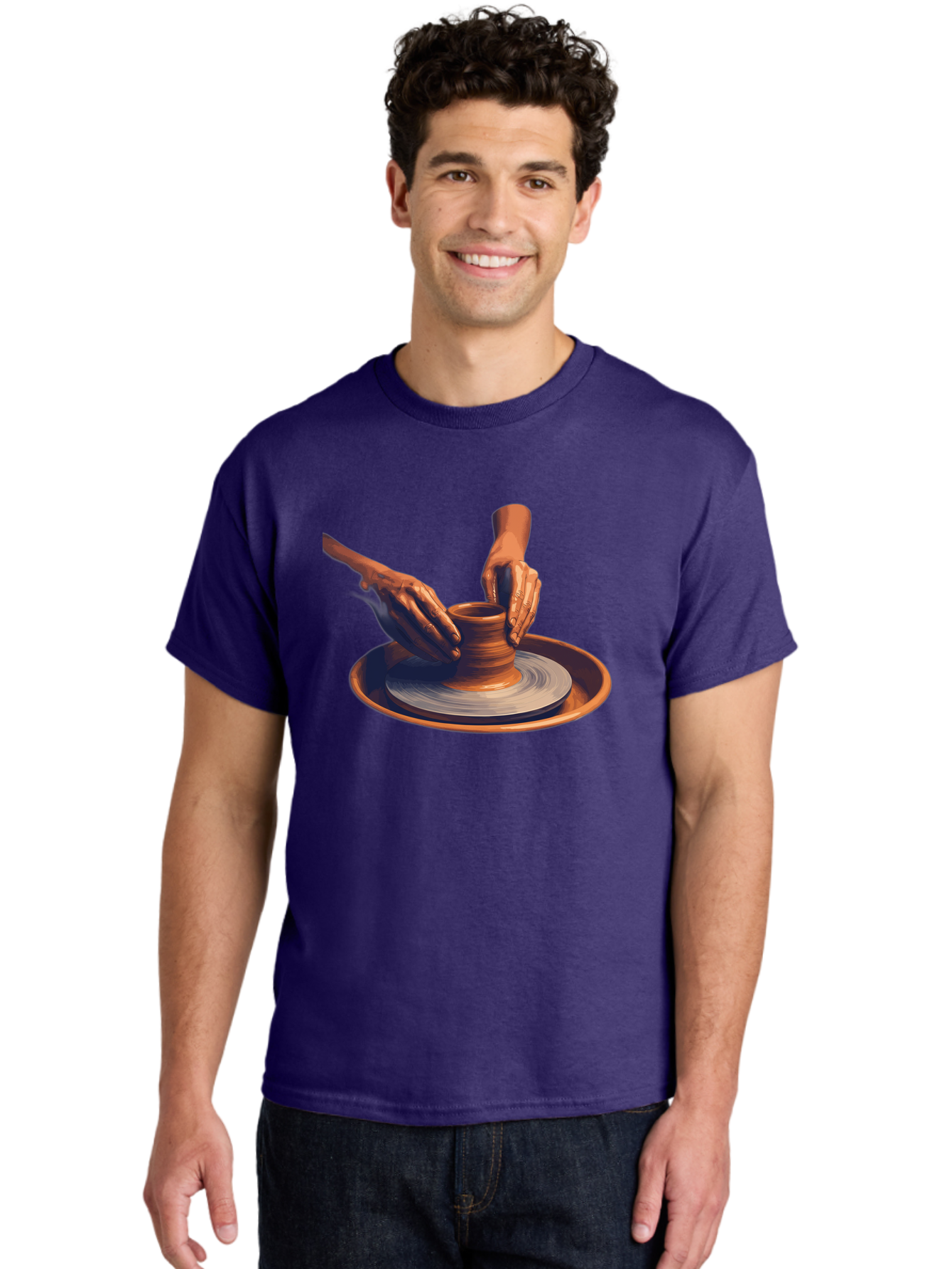 Potter-S-Hands Men'S Graphic Tee, 100% Cotton, Comfortable Casual Summer Wear, Machine Washable, Pottery Wheel, Clay Pot, Crafting, Hands Shaping, Creative Process, Artisanal, Handmade, Pottery Making, Ceramics, Skilled Craftsmanship Bab231