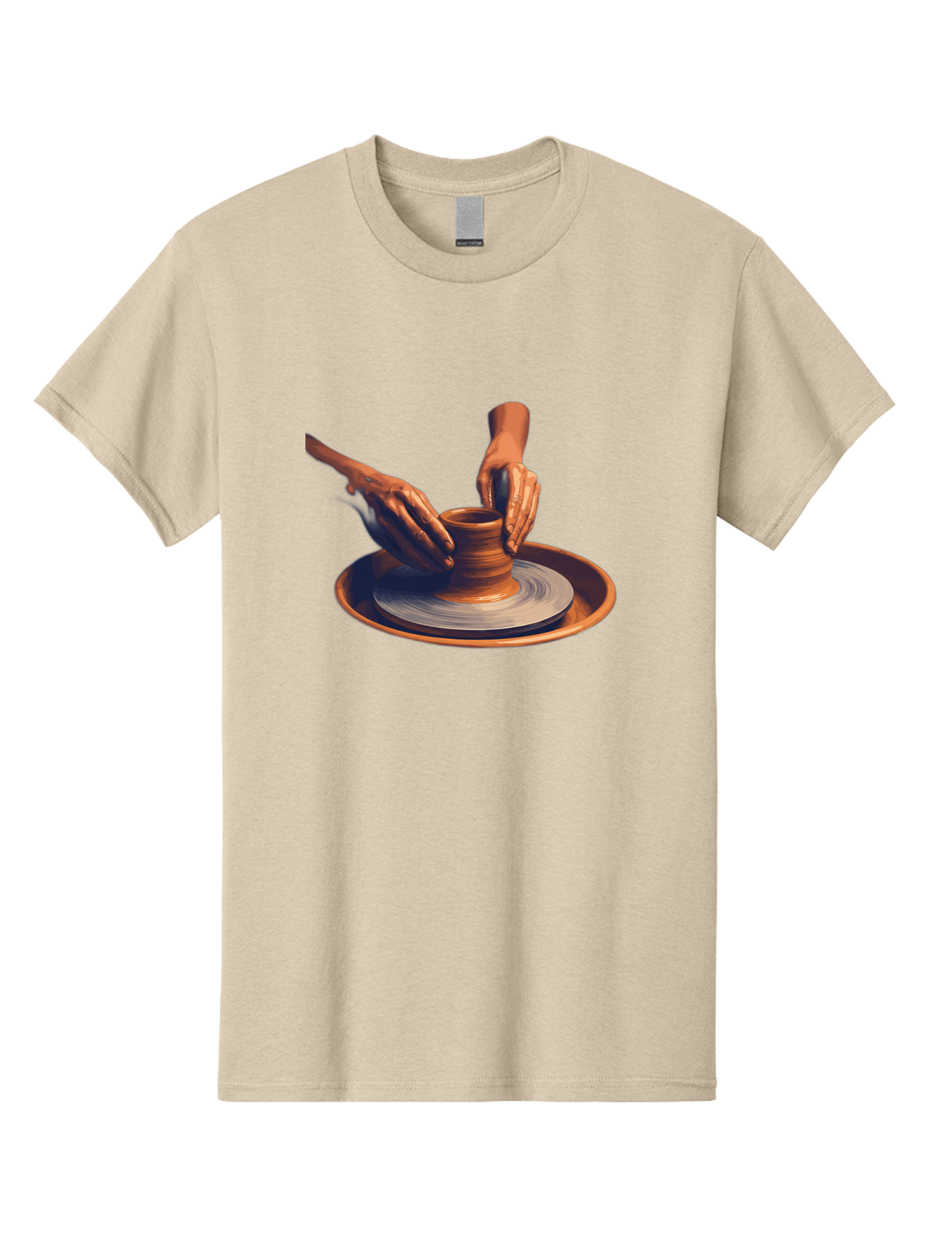 Potter-S-Hands Men'S Graphic Tee, 100% Cotton, Comfortable Casual Summer Wear, Machine Washable, Pottery Wheel, Clay Pot, Crafting, Hands Shaping, Creative Process, Artisanal, Handmade, Pottery Making, Ceramics, Skilled Craftsmanship Bab231