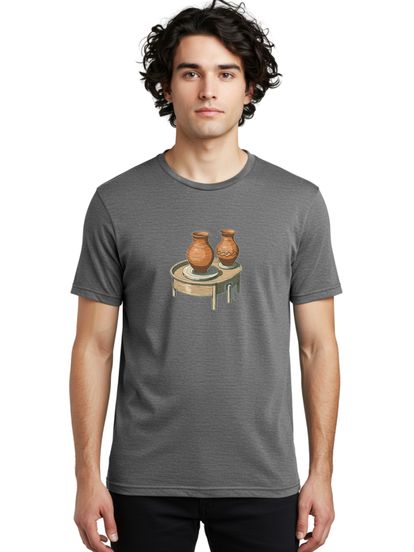 Potter-S-Wheel-1 Men'S Graphic Tee, 100% Cotton, Comfortable Casual Summer Wear, Machine Washable, Potter'S Wheel, Clay Pots, Handmade Ceramics, Pottery Making, Clay Crafts, Artisanal Pottery, Pottery Wheel, Ceramics Art Bab232