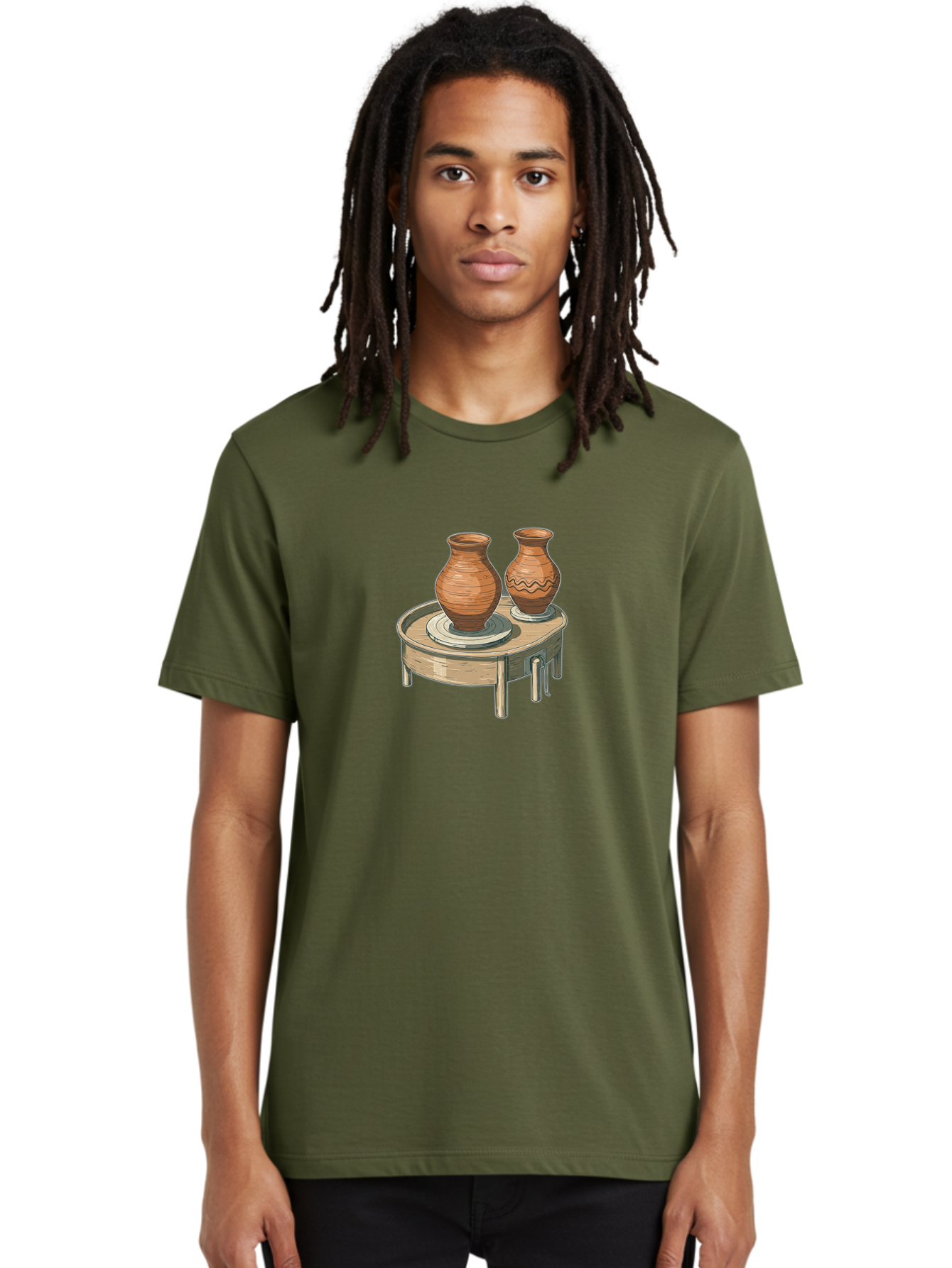 Potter-S-Wheel-1 Men'S Graphic Tee, 100% Cotton, Comfortable Casual Summer Wear, Machine Washable, Potter'S Wheel, Clay Pots, Handmade Ceramics, Pottery Making, Clay Crafts, Artisanal Pottery, Pottery Wheel, Ceramics Art Bab232