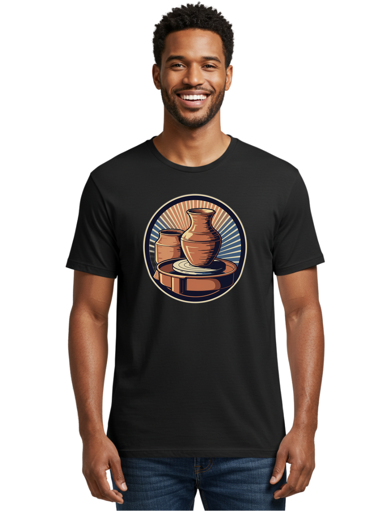 Potter-S-Wheel-2 Men'S Graphic Tee, 100% Cotton, Comfortable Casual Summer Wear, Machine Washable, Pottery Wheel, Clay Pottery, Ceramic Art, Handmade Crafts, Pottery Making, Artistic Expression, Creative Process, Handmade Ceramics, Bab233