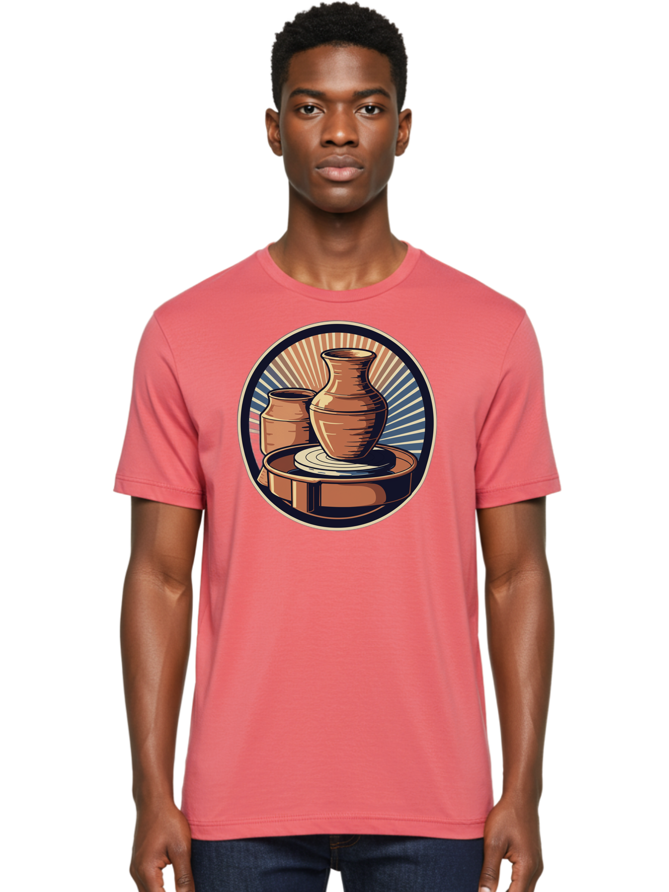Potter-S-Wheel-2 Men'S Graphic Tee, 100% Cotton, Comfortable Casual Summer Wear, Machine Washable, Pottery Wheel, Clay Pottery, Ceramic Art, Handmade Crafts, Pottery Making, Artistic Expression, Creative Process, Handmade Ceramics, Bab233