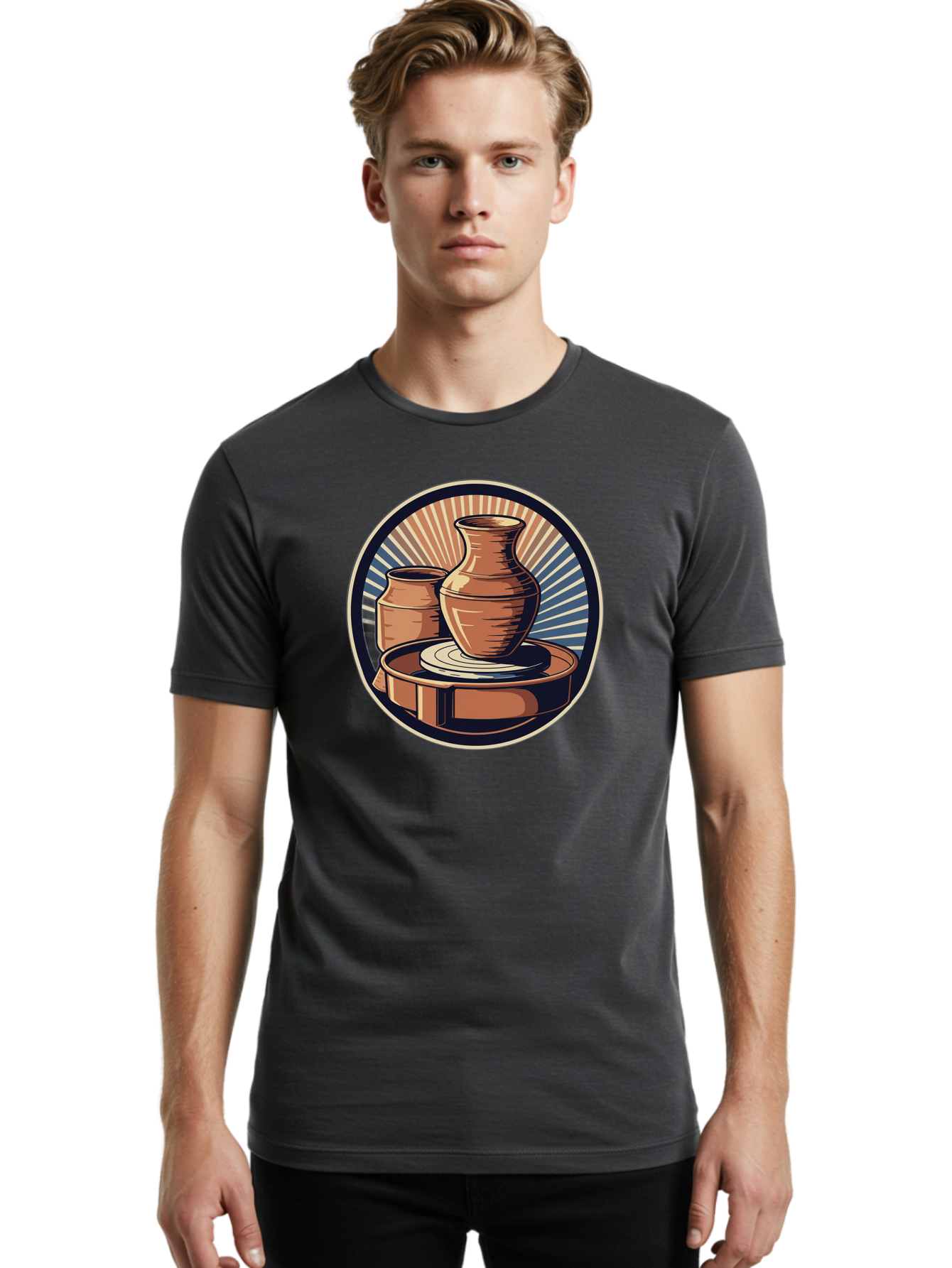 Potter-S-Wheel-2 Men'S Graphic Tee, 100% Cotton, Comfortable Casual Summer Wear, Machine Washable, Pottery Wheel, Clay Pottery, Ceramic Art, Handmade Crafts, Pottery Making, Artistic Expression, Creative Process, Handmade Ceramics, Bab233