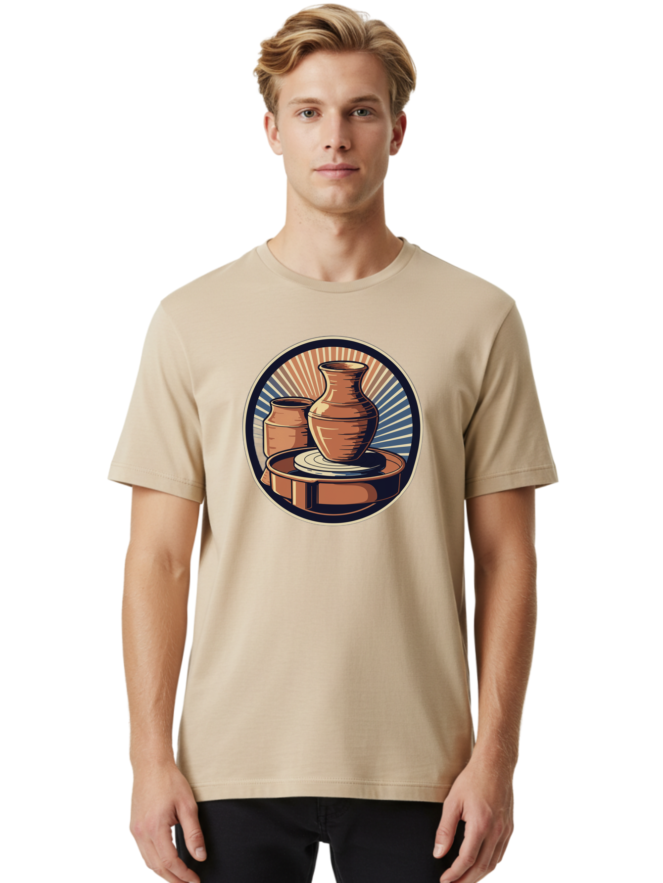 Potter-S-Wheel-2 Men'S Graphic Tee, 100% Cotton, Comfortable Casual Summer Wear, Machine Washable, Pottery Wheel, Clay Pottery, Ceramic Art, Handmade Crafts, Pottery Making, Artistic Expression, Creative Process, Handmade Ceramics, Bab233