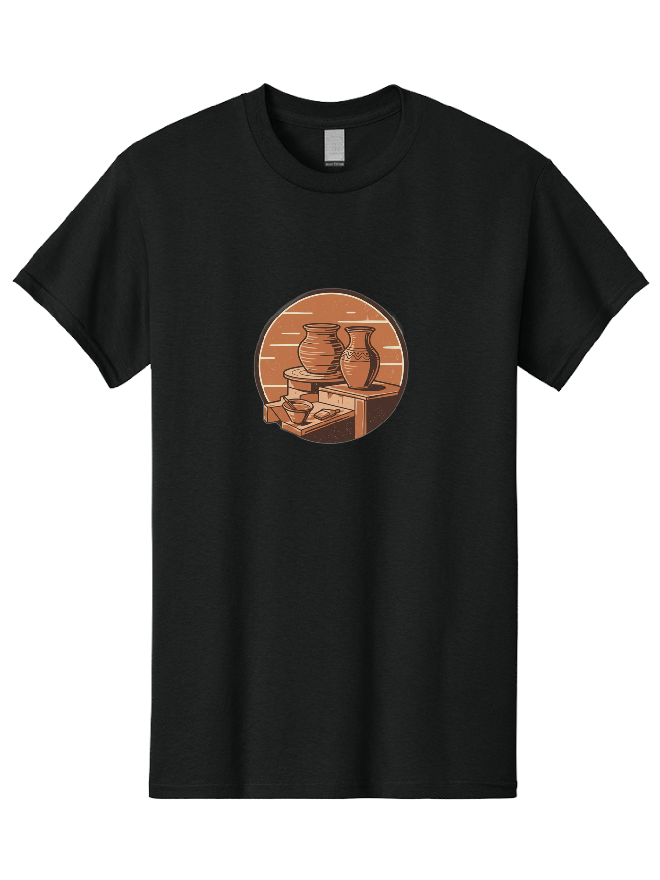 Potter-S-Wheel-3 Men'S Graphic Tee, 100% Cotton, Comfortable Casual Summer Wear, Machine Washable, Pottery Worktable, Clay Pottery, Ceramics, Handmade Crafts, Potter'S Wheel, Artisan Work, Creative Process, Pottery Making, Artistic Expression, Bab234