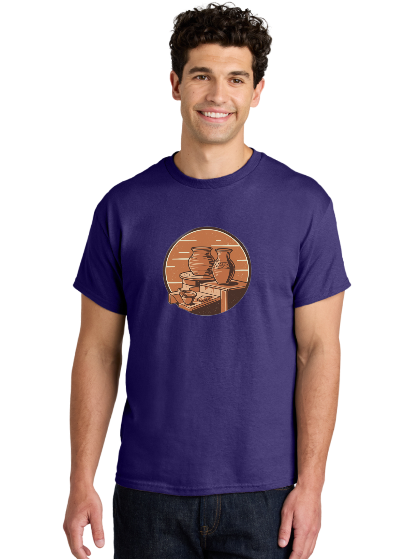 Potter-S-Wheel-3 Men'S Graphic Tee, 100% Cotton, Comfortable Casual Summer Wear, Machine Washable, Pottery Worktable, Clay Pottery, Ceramics, Handmade Crafts, Potter'S Wheel, Artisan Work, Creative Process, Pottery Making, Artistic Expression, Bab234