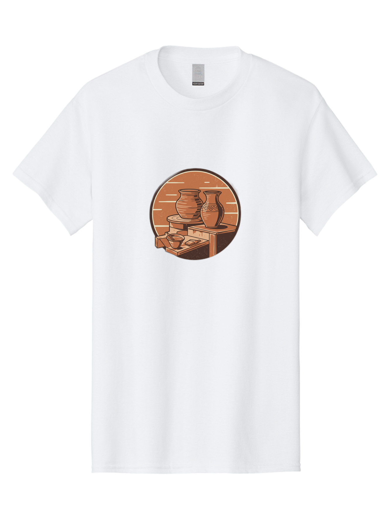 Potter-S-Wheel-3 Men'S Graphic Tee, 100% Cotton, Comfortable Casual Summer Wear, Machine Washable, Pottery Worktable, Clay Pottery, Ceramics, Handmade Crafts, Potter'S Wheel, Artisan Work, Creative Process, Pottery Making, Artistic Expression, Bab234