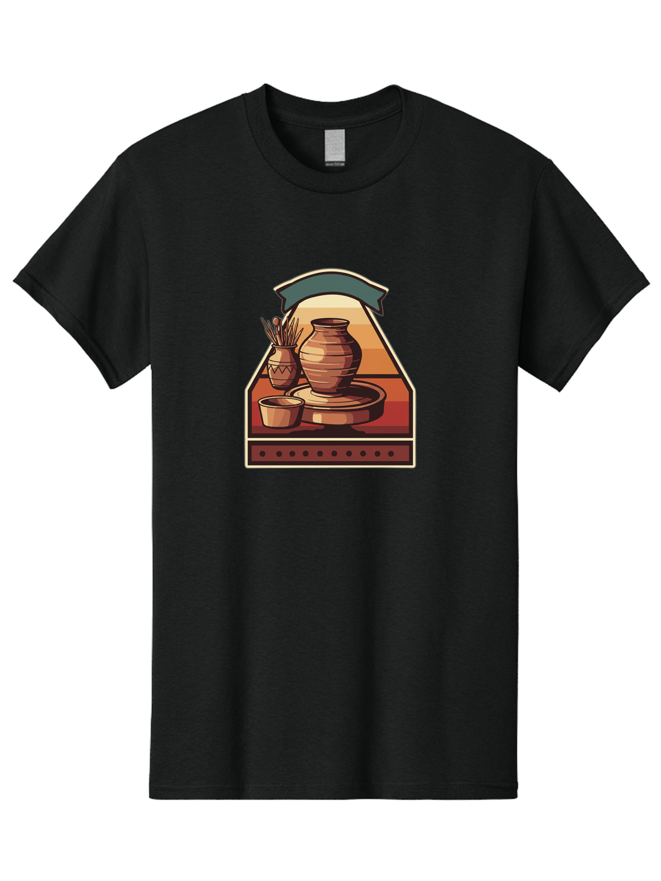 Potter-S-Wheel-4 Men'S Graphic Tee, 100% Cotton, Comfortable Casual Summer Wear, Machine Washable, Potter'S Wheel, Clay Pot, Ceramic Vase, Pottery Tools, Creative Workspace, Artistic Process, Handmade Crafts, Earthy Tones, Traditional Pottery Bab235