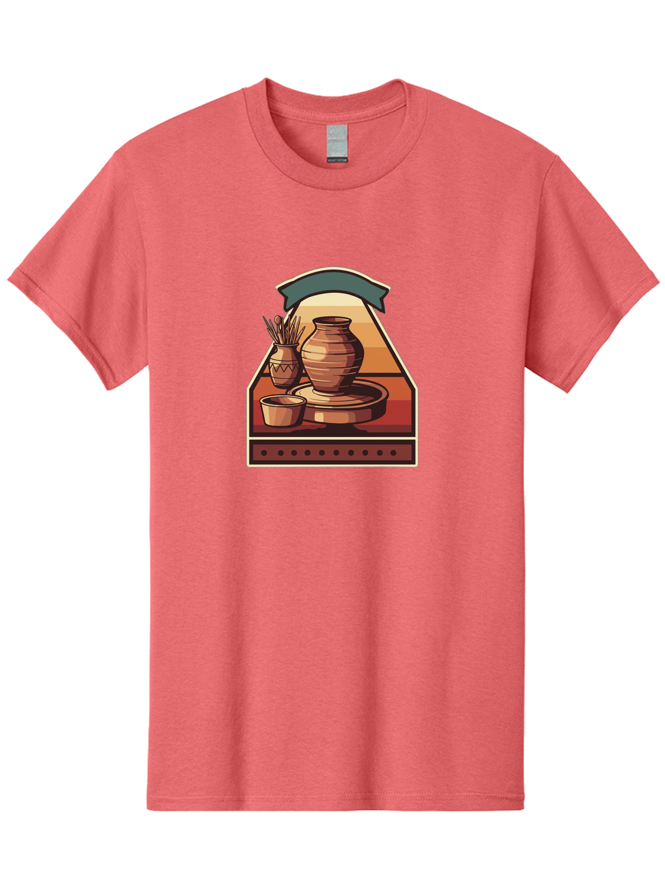 Potter-S-Wheel-4 Men'S Graphic Tee, 100% Cotton, Comfortable Casual Summer Wear, Machine Washable, Potter'S Wheel, Clay Pot, Ceramic Vase, Pottery Tools, Creative Workspace, Artistic Process, Handmade Crafts, Earthy Tones, Traditional Pottery Bab235